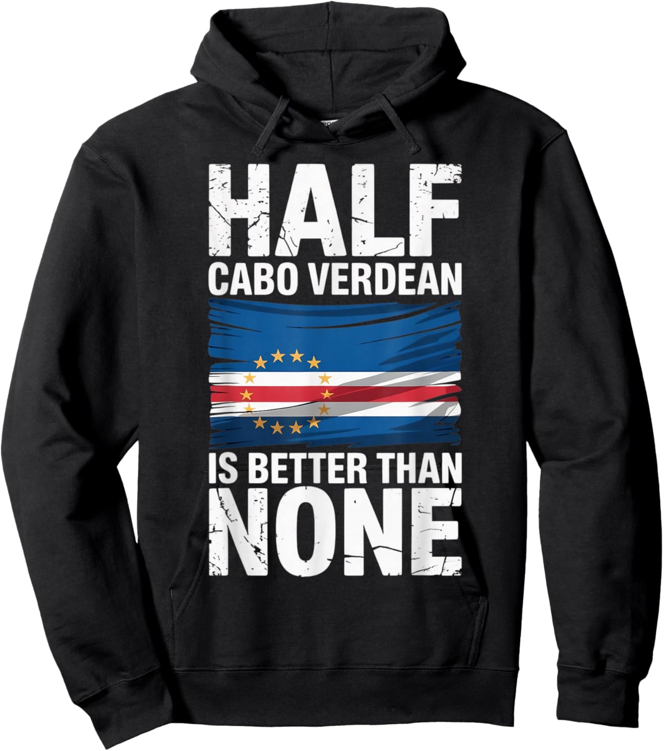 Cabo Verde Flag Pride Verdian Half Cape Verde Hoodie - Hoodie | Black