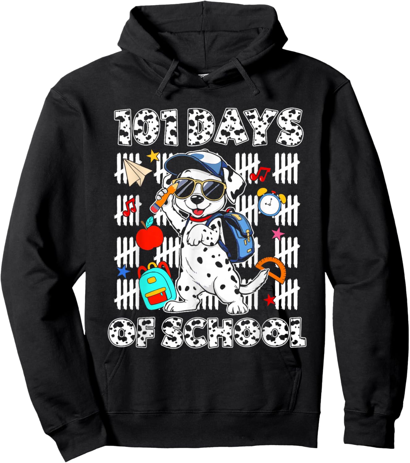 Happy 101 Days School Cute Dog 100 Days Smarter Student Kids Hoodie - Hoodie | Black
