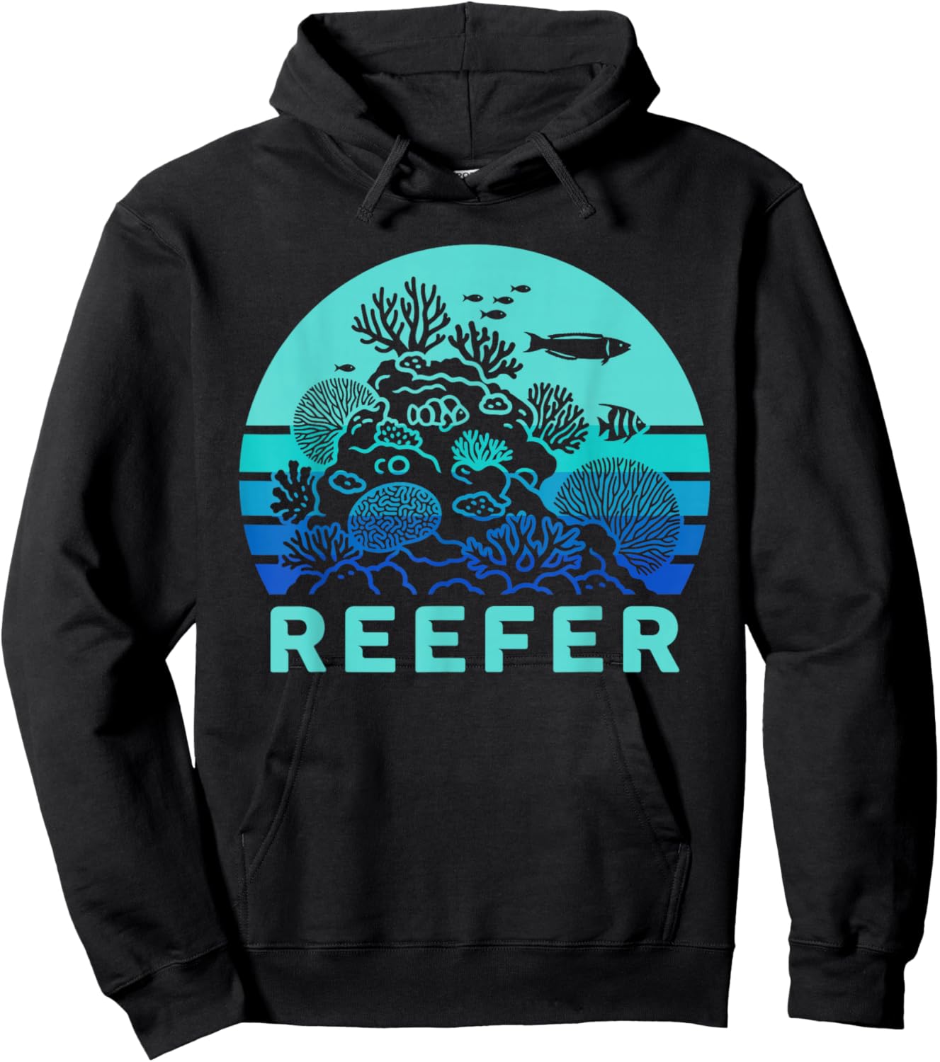 Retro Coral Reef Funny Reefer Aquarist Hoodie - Hoodie | Black