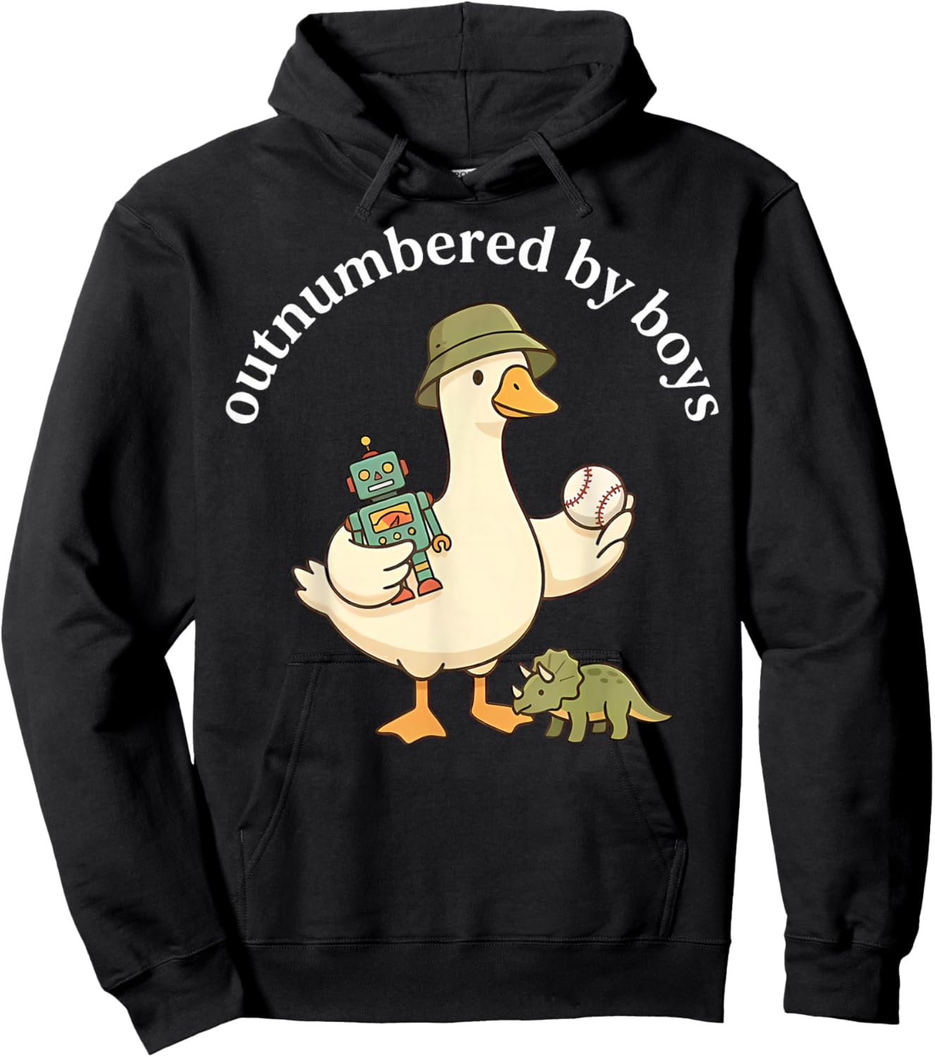 Outnumbered By Boys Funny Mom Goose Family Life Hoodie - Hoodie | Black