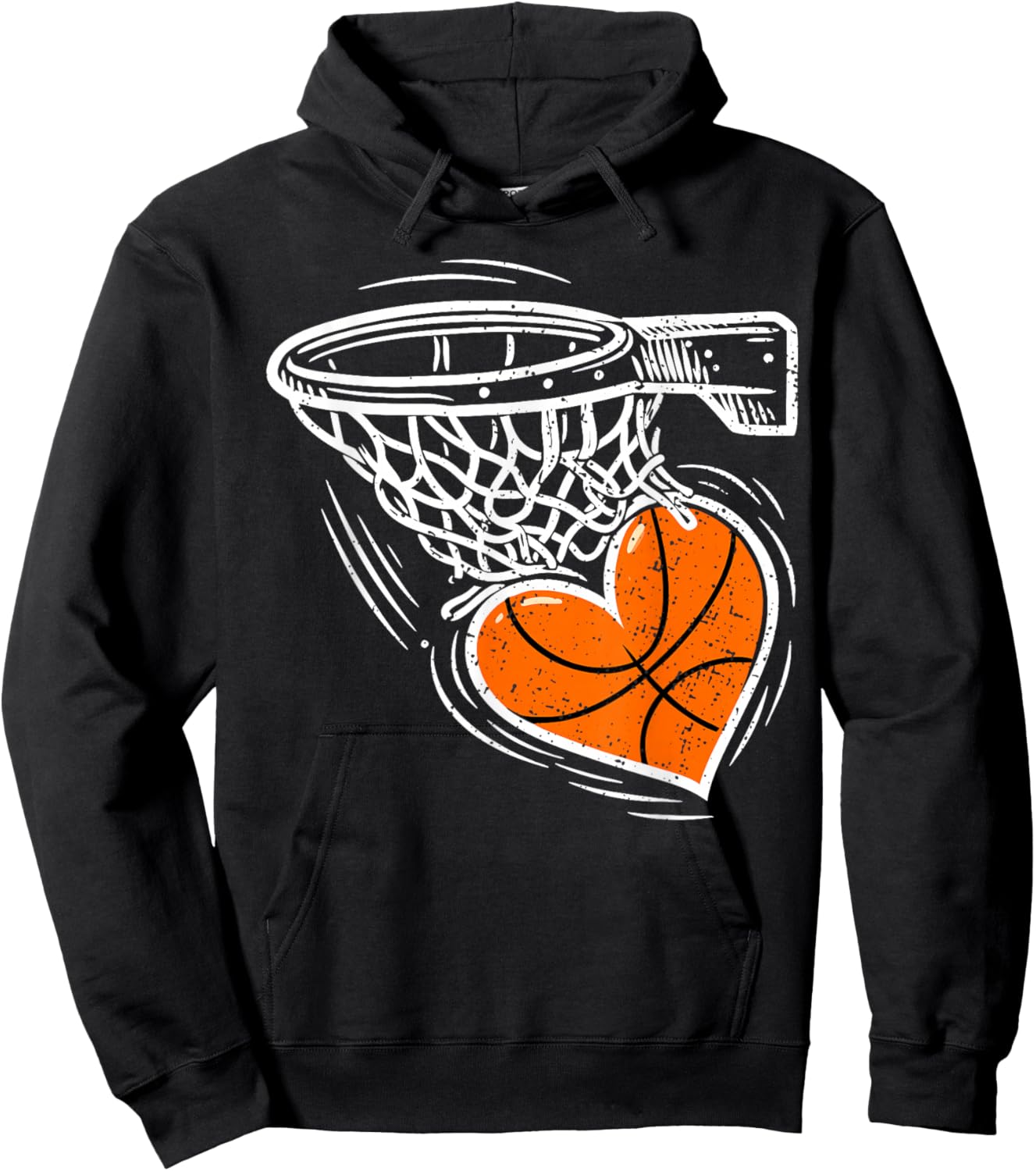Valentines Day Basketball Heart Men Women Girls Kids Hoodie - Hoodie | Black