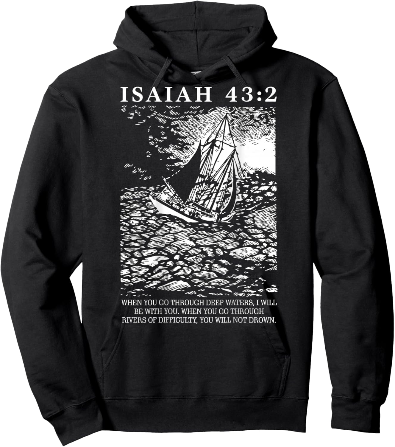Isaiah 43 2 Christian Bible Verse (On Back) Hoodie - Hoodie | Black