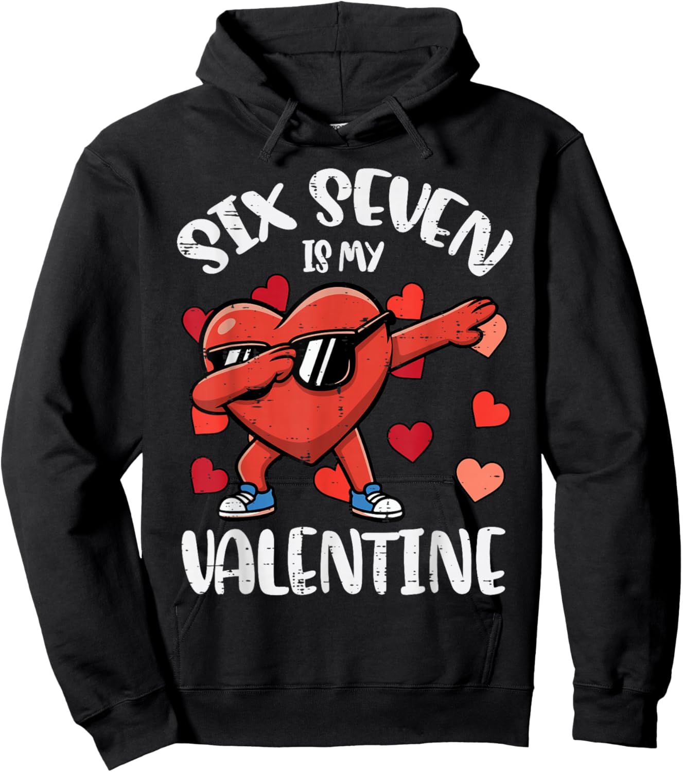 Six Seven is My Valentine 6 7 Valentines Day Kids Boys Youth Hoodie - Hoodie | Black