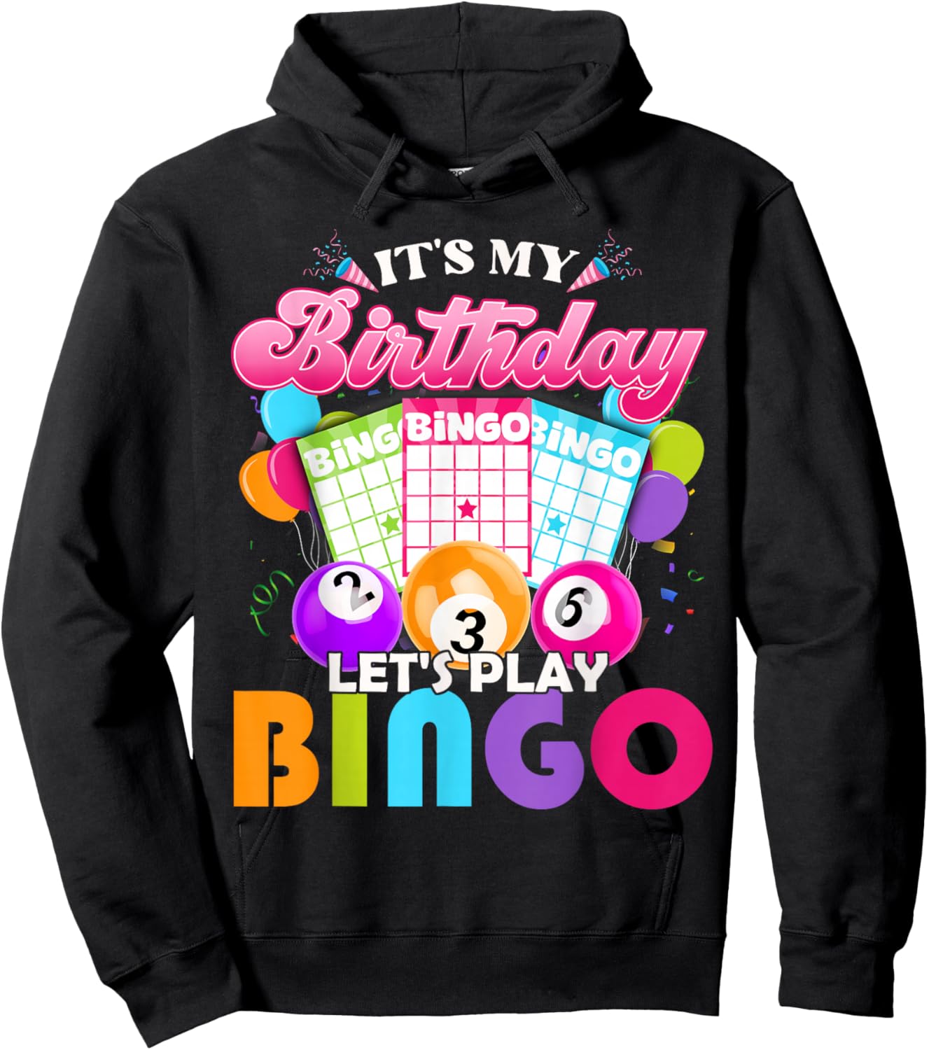 Bingo It's My Birthday Let's Play Bingo Vintage Xmas Hoodie - Hoodie | Black