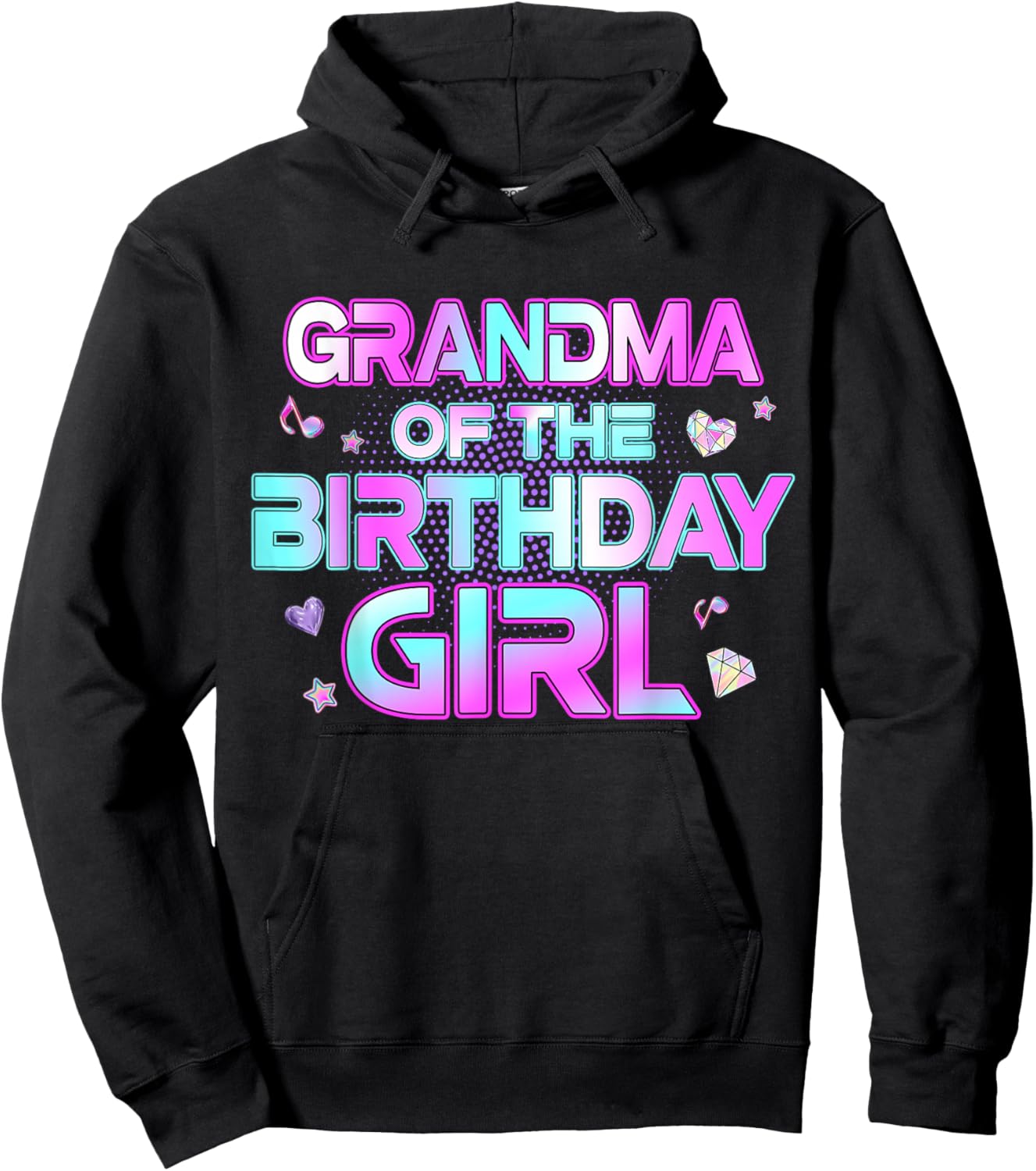 Grandma of The Birthday Girl Matching Family Birthday Party Hoodie - Hoodie | Black