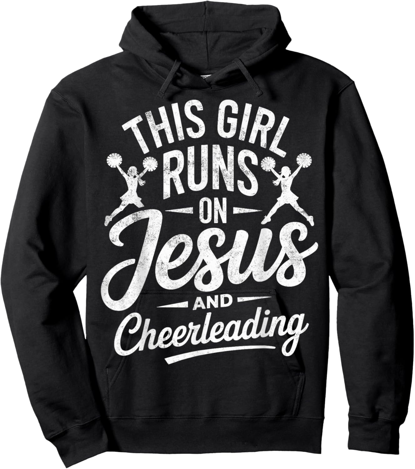 Christian Cheerleader This Girl Runs On Jesus & Cheerleading Hoodie - Hoodie | Black