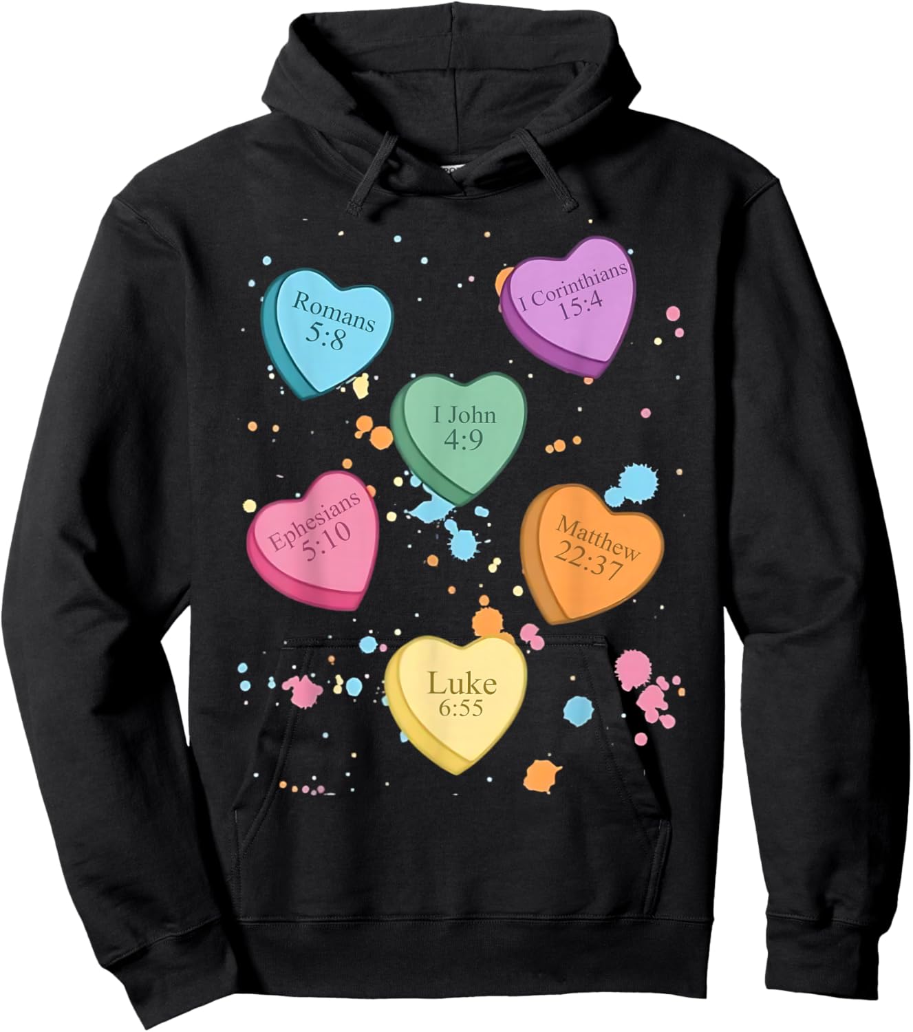 Women Christian Valentine Candy Heart Bible Hoodie - Hoodie | Black