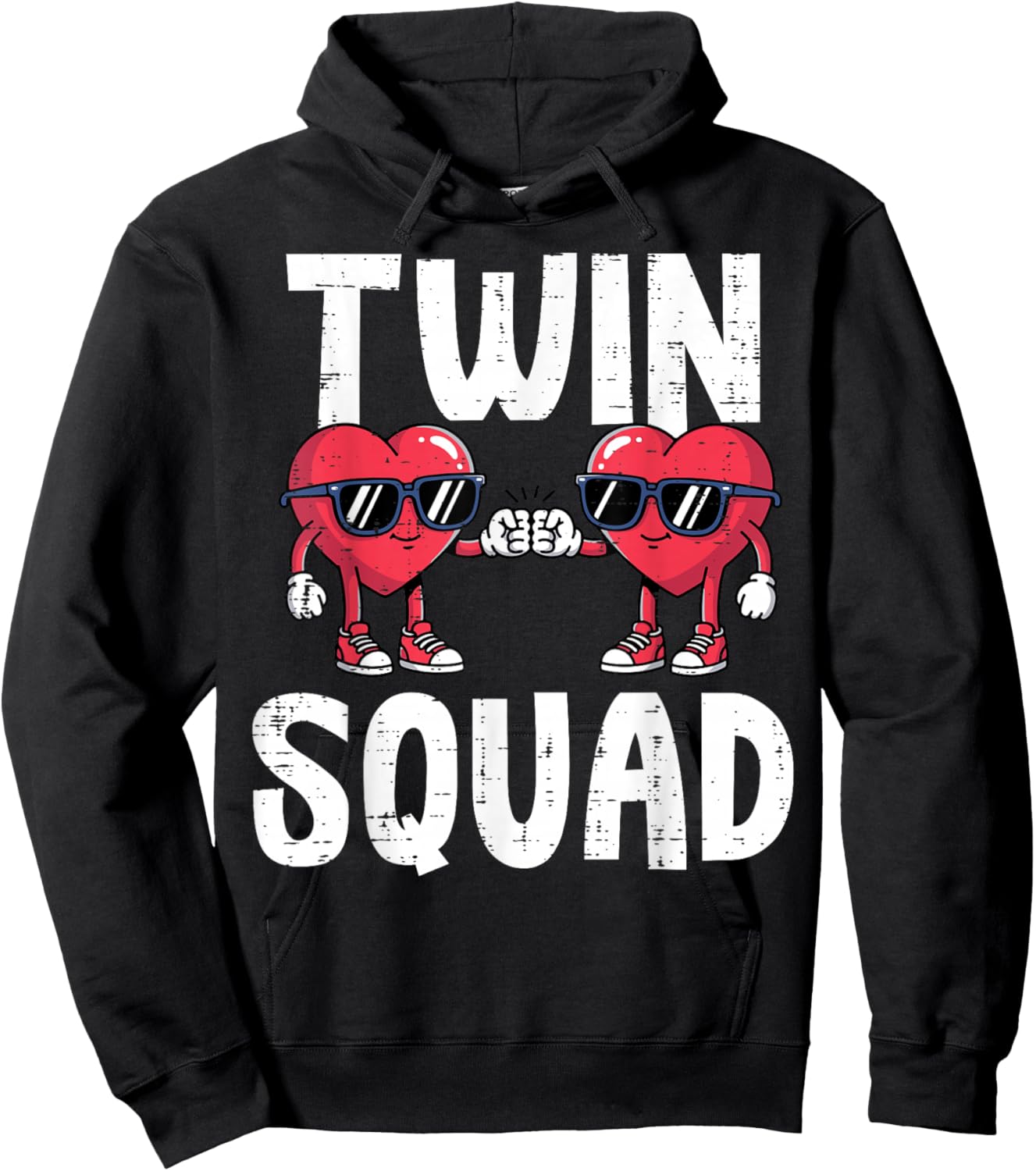 Valentines Day Hearts Twin Squad Fist Bump Men Women Kids Hoodie - Hoodie | Black