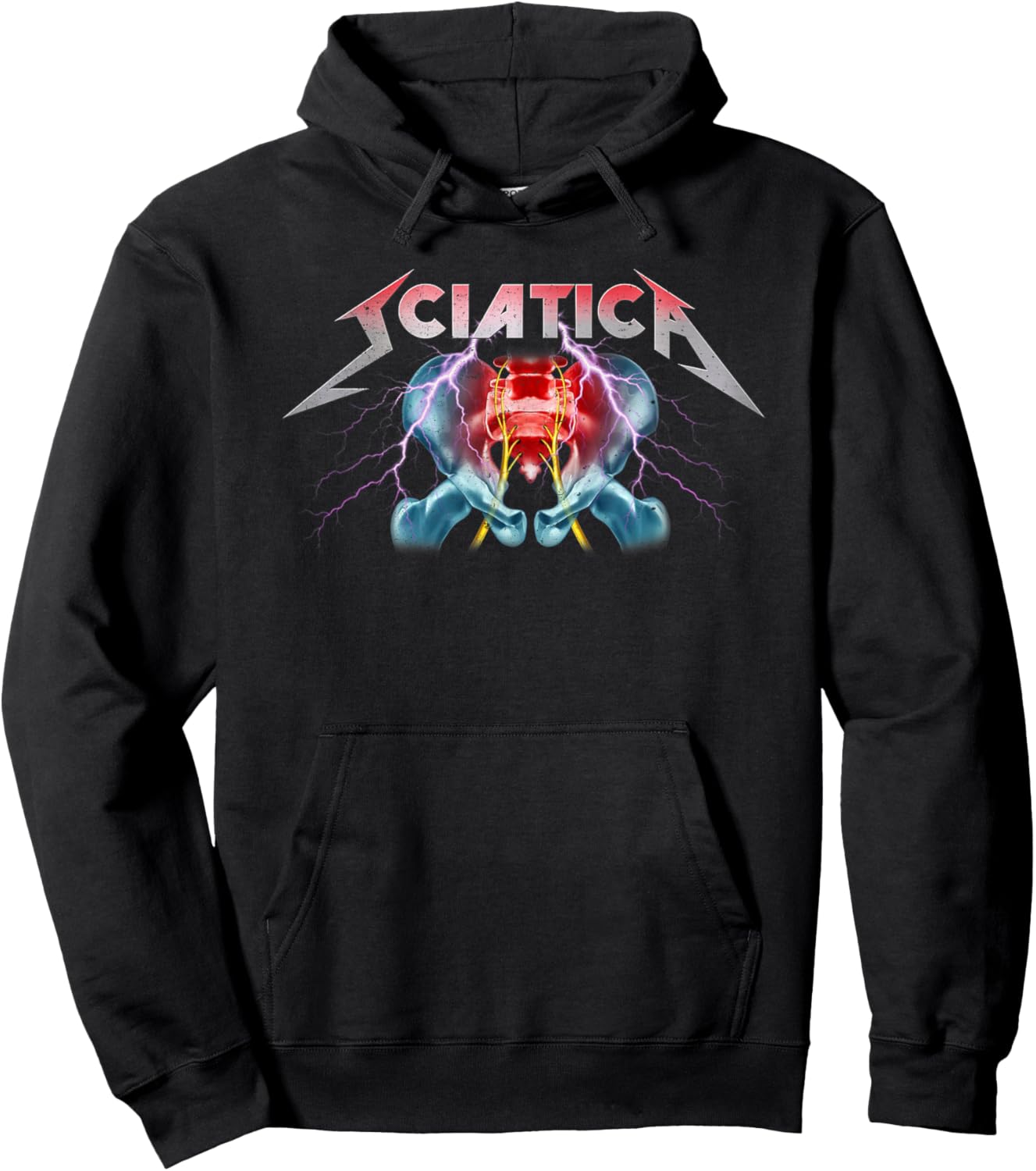 Sciatica Funny Chiropractor Spine Orthopedic Vintage Concert Hoodie - Hoodie | Black