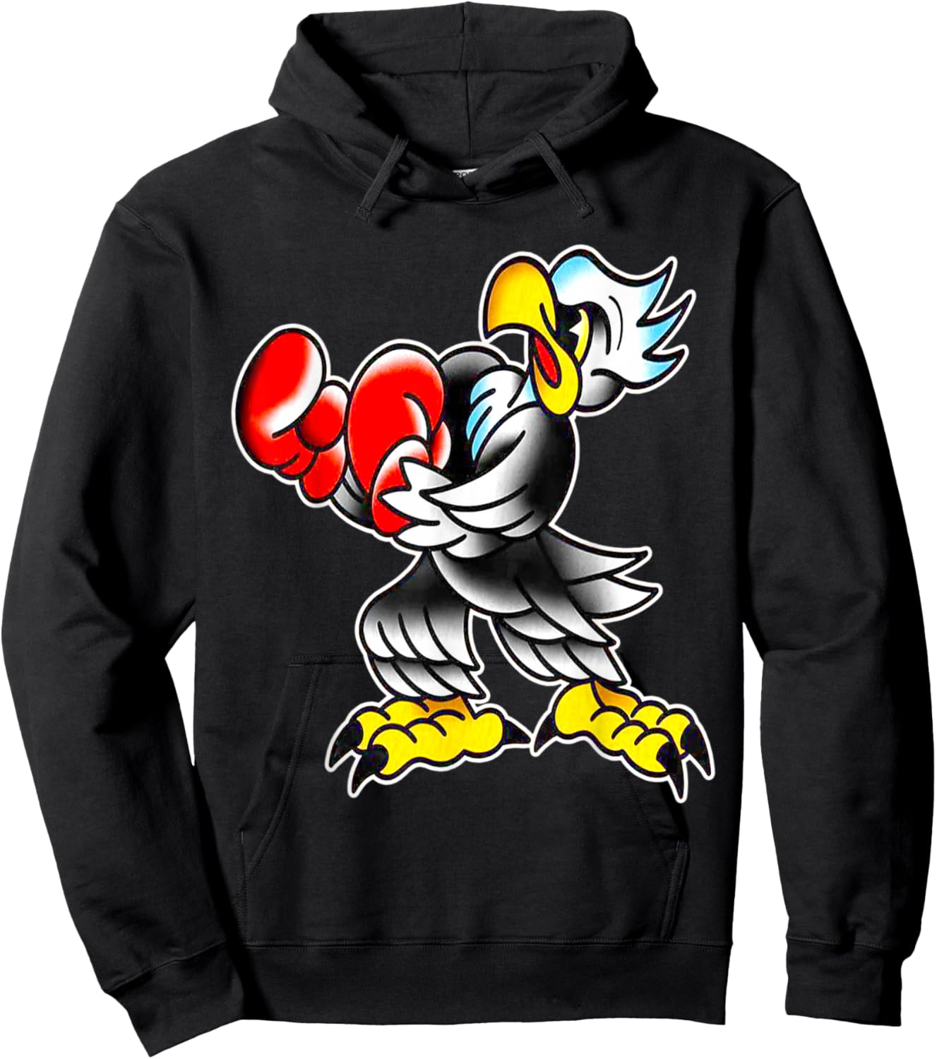 Bald Eagle Boxer Old School Tattoo Flash Hoodie - Hoodie | Black