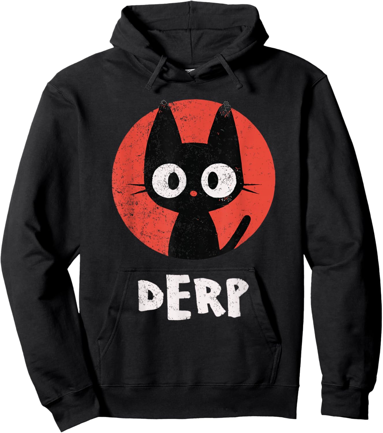 Funny Black Cat Derp Hoodie - Hoodie | Black