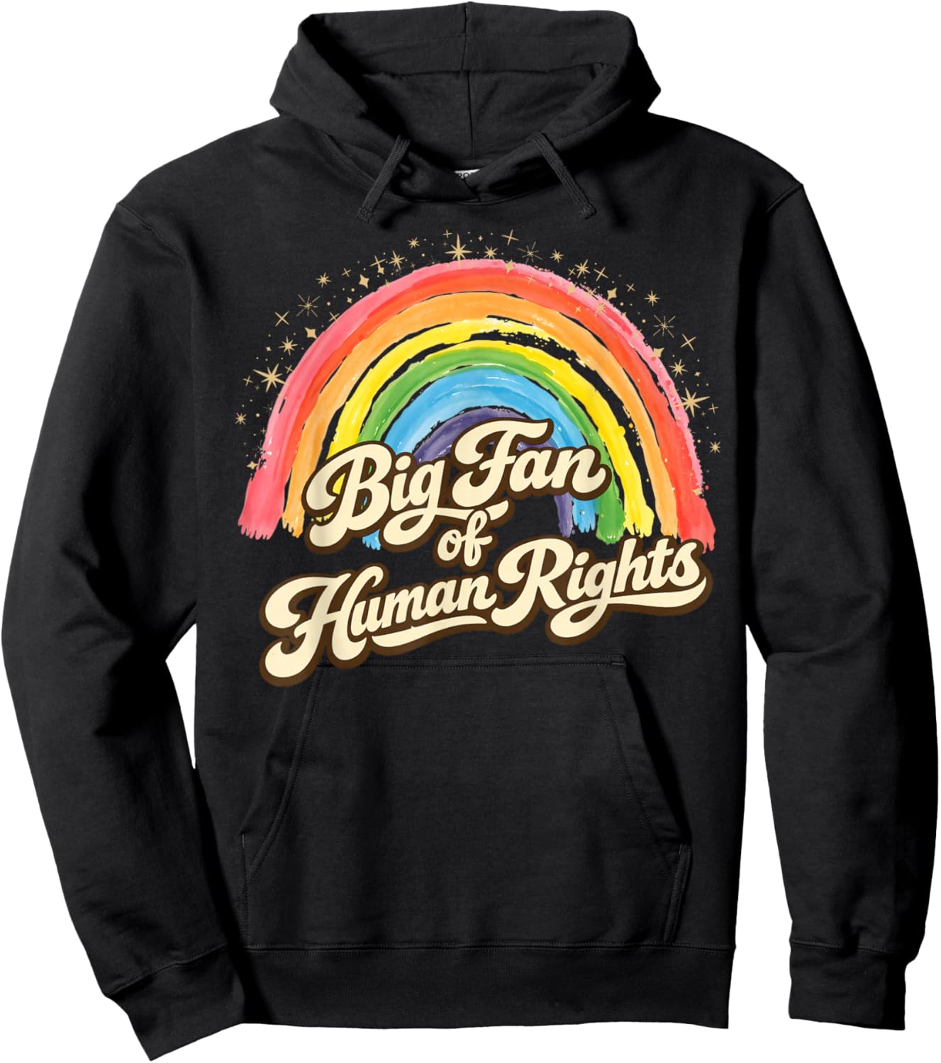 Big Fan of Human Rights - Retro Rainbow Hoodie - Hoodie | Black