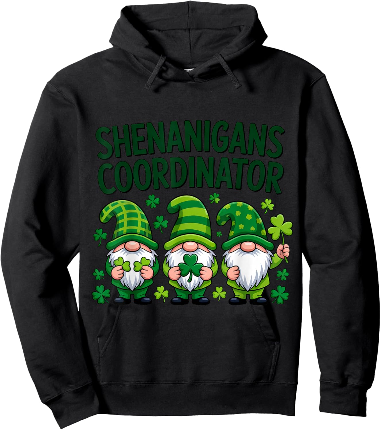 Shenanigans Coordinator Gnome St Patricks Day Lucky Shamrock Hoodie - Hoodie | Black
