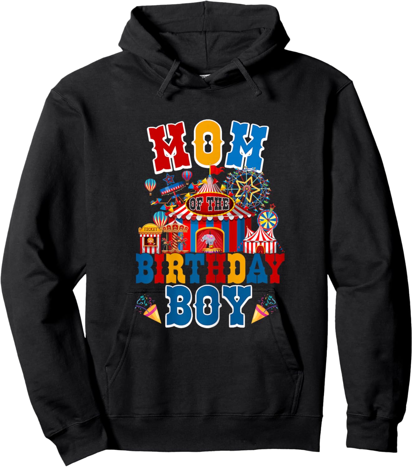 Mom of The Birthday for Boy Circus Carnival Theme Party Hoodie - Hoodie | Black
