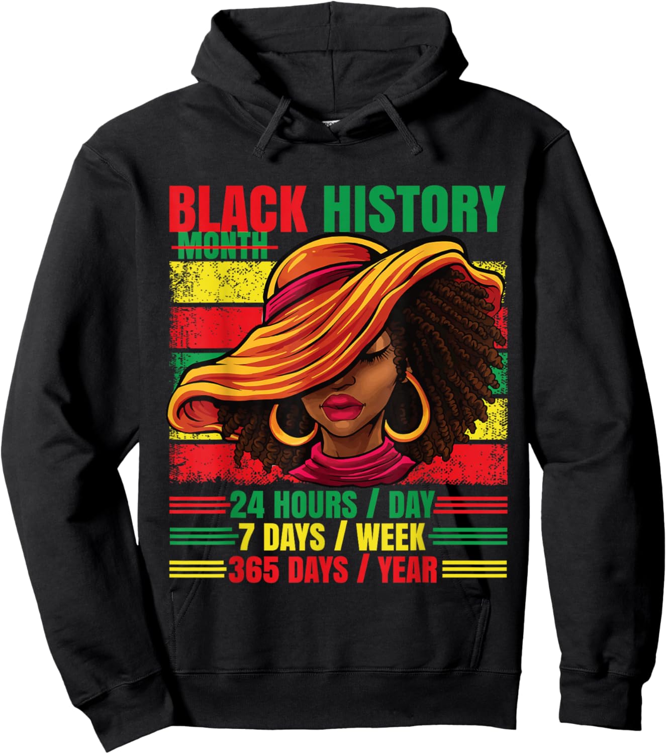 Black History Month 24/7/365 Afro Woman Pride African Hoodie - Hoodie | Black