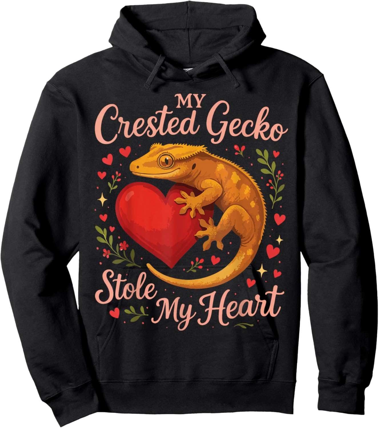 Crested Gecko Valentines Day My Crested Gecko Stole My Heart Hoodie - Hoodie | Black