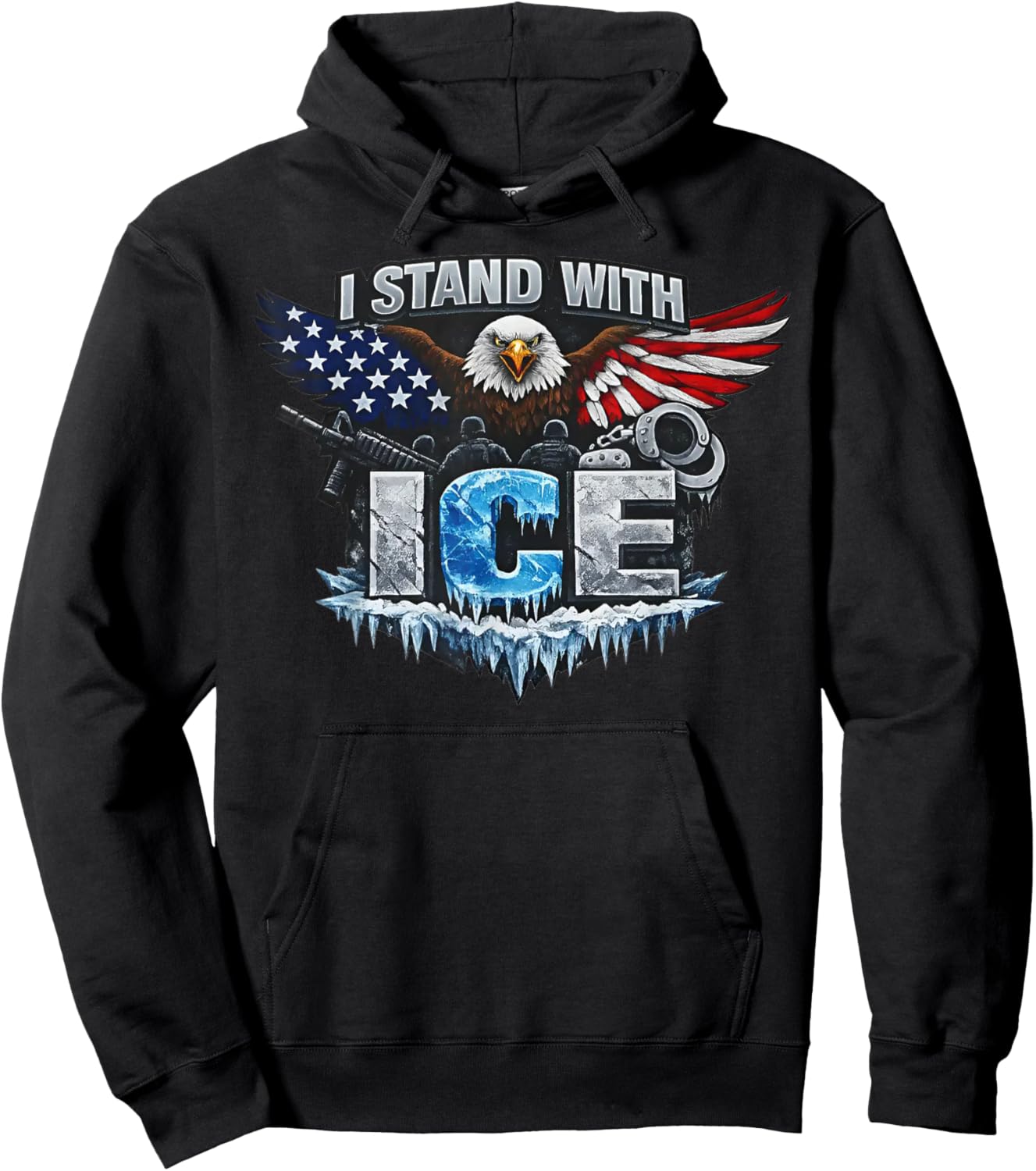 I Stand with ICE Support ICE Hoodie - Hoodie | Black