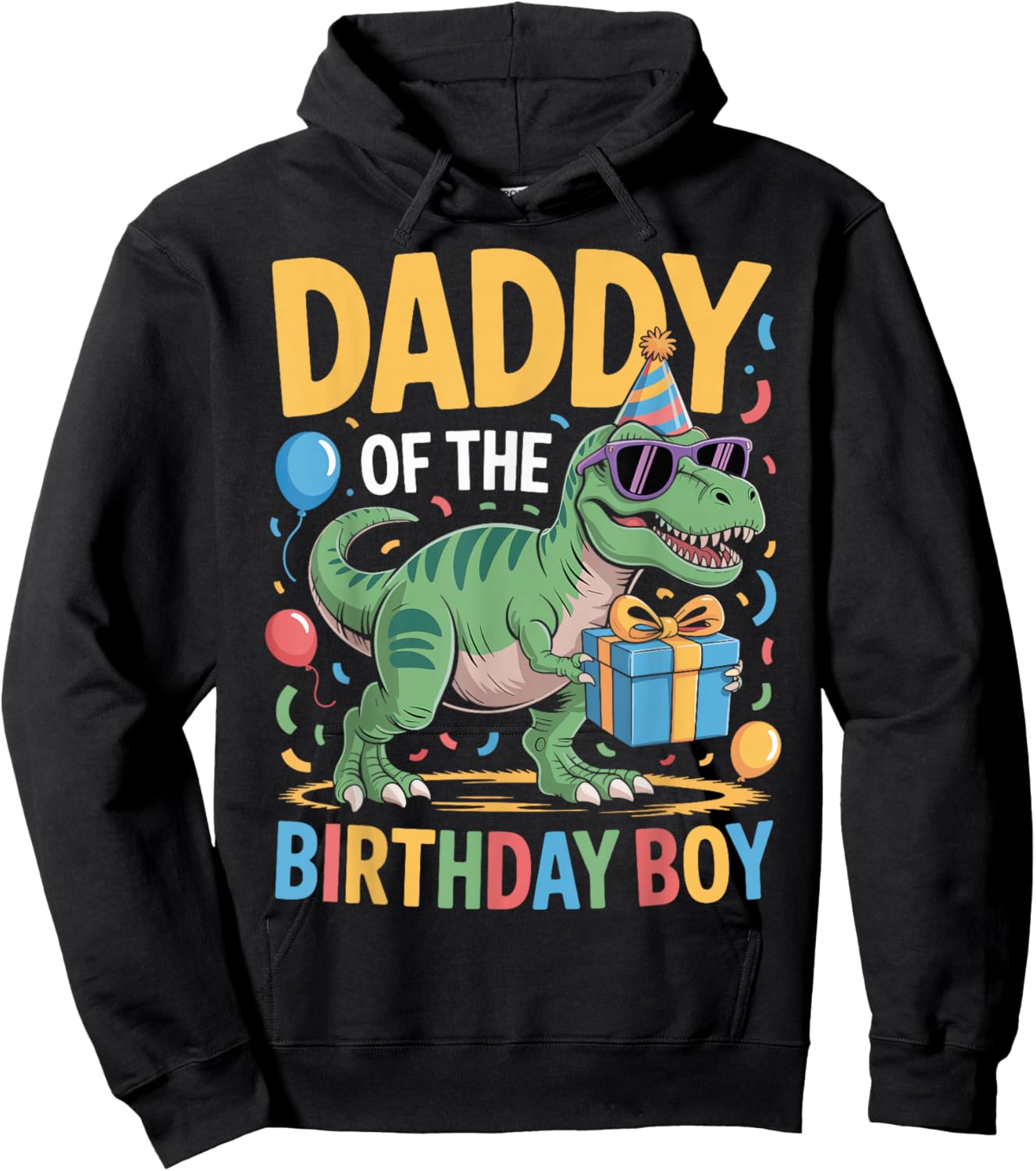 Daddy of The Birthday Party Outfit Dinosaur Squad Dad Hoodie - Hoodie | Black