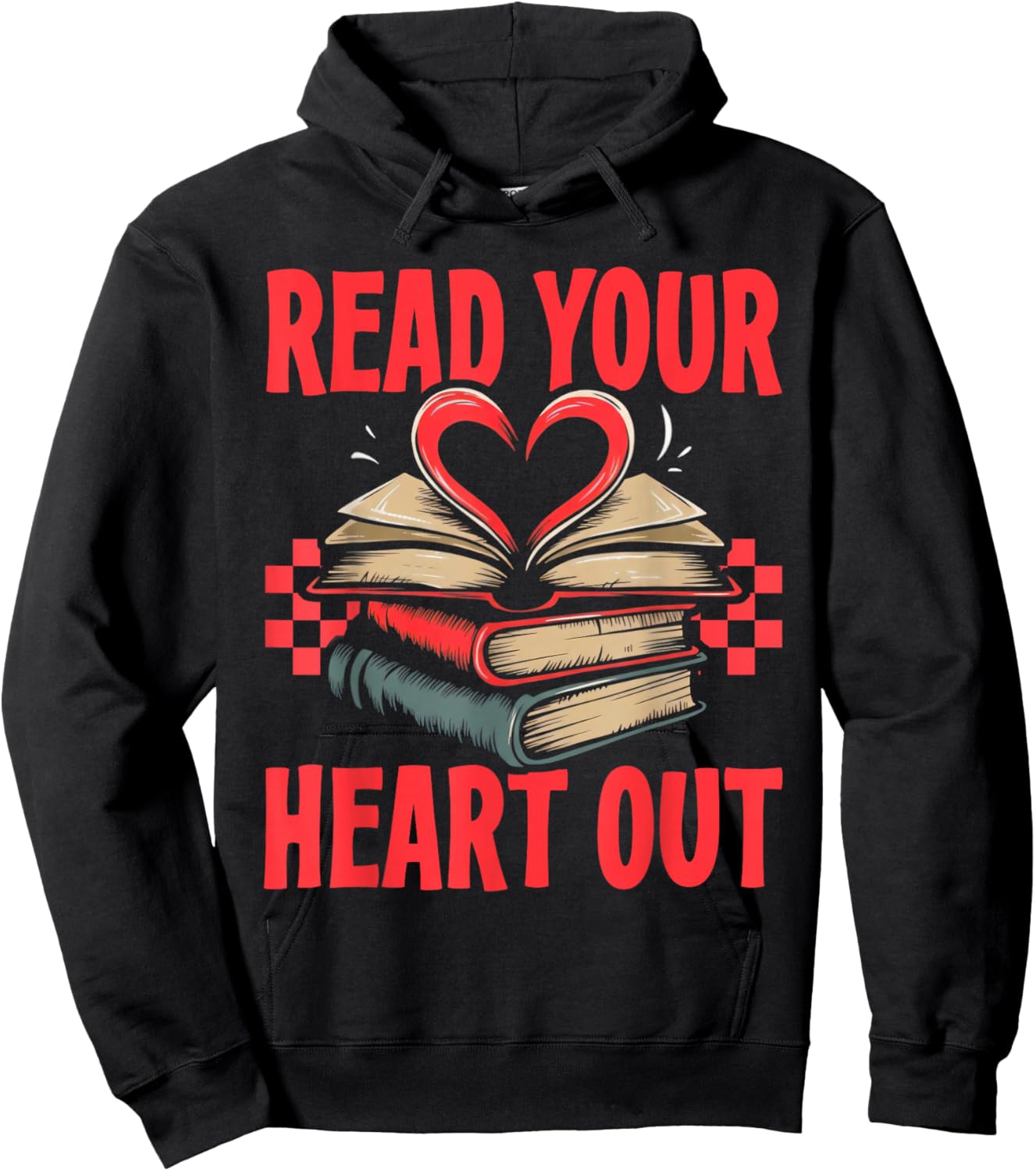 Valentine Book Read Your Heart Out Lover Gift Teens Kids Hoodie - Hoodie | Black