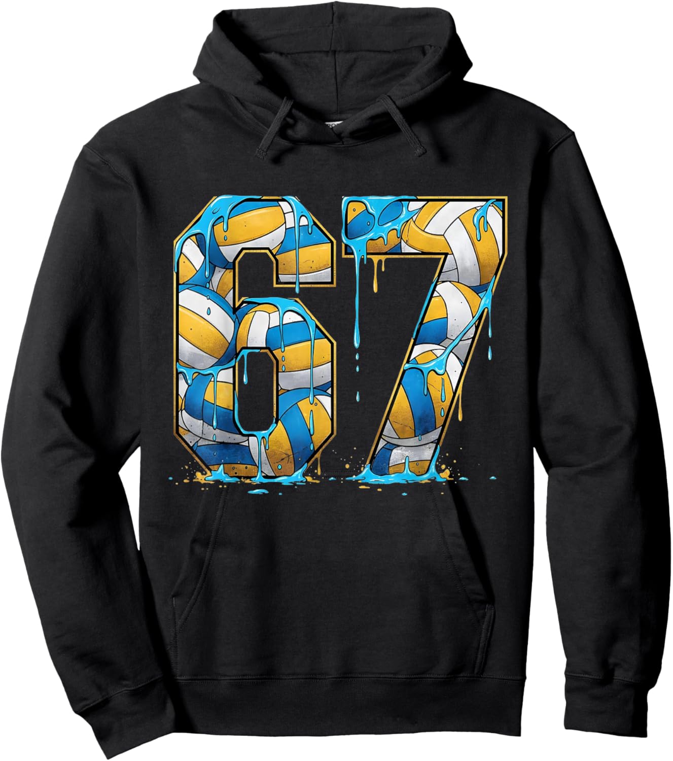 Volleyball 67 Six Seven Sport Funny Gen Alpha Z Meme Drip Hoodie - Hoodie | Black