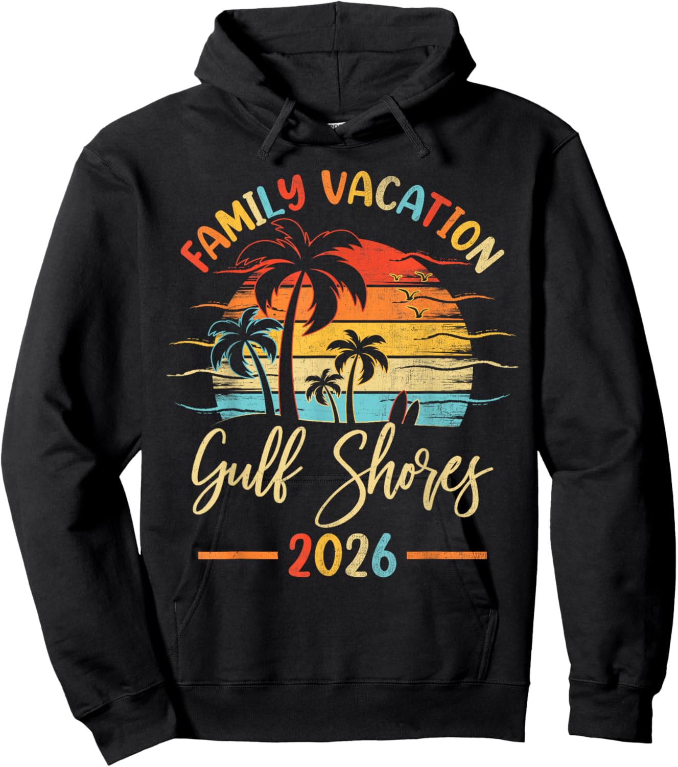 Summer Vibes Family Vacation 2026 Alabama Gulf Shores Beach Hoodie - Hoodie | Black