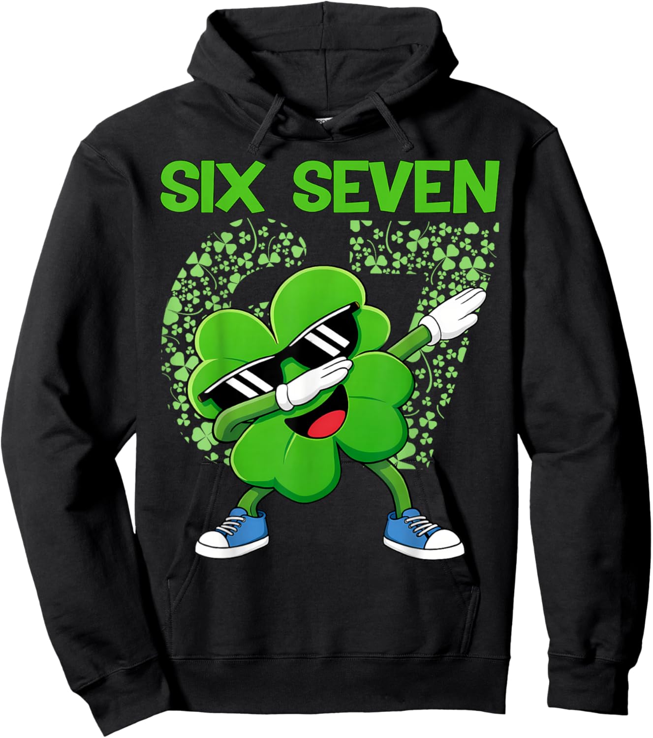 67 Six Seven 6 7 Meme Cute Shamrock Patrick's Day Men Boys Hoodie - Hoodie | Black