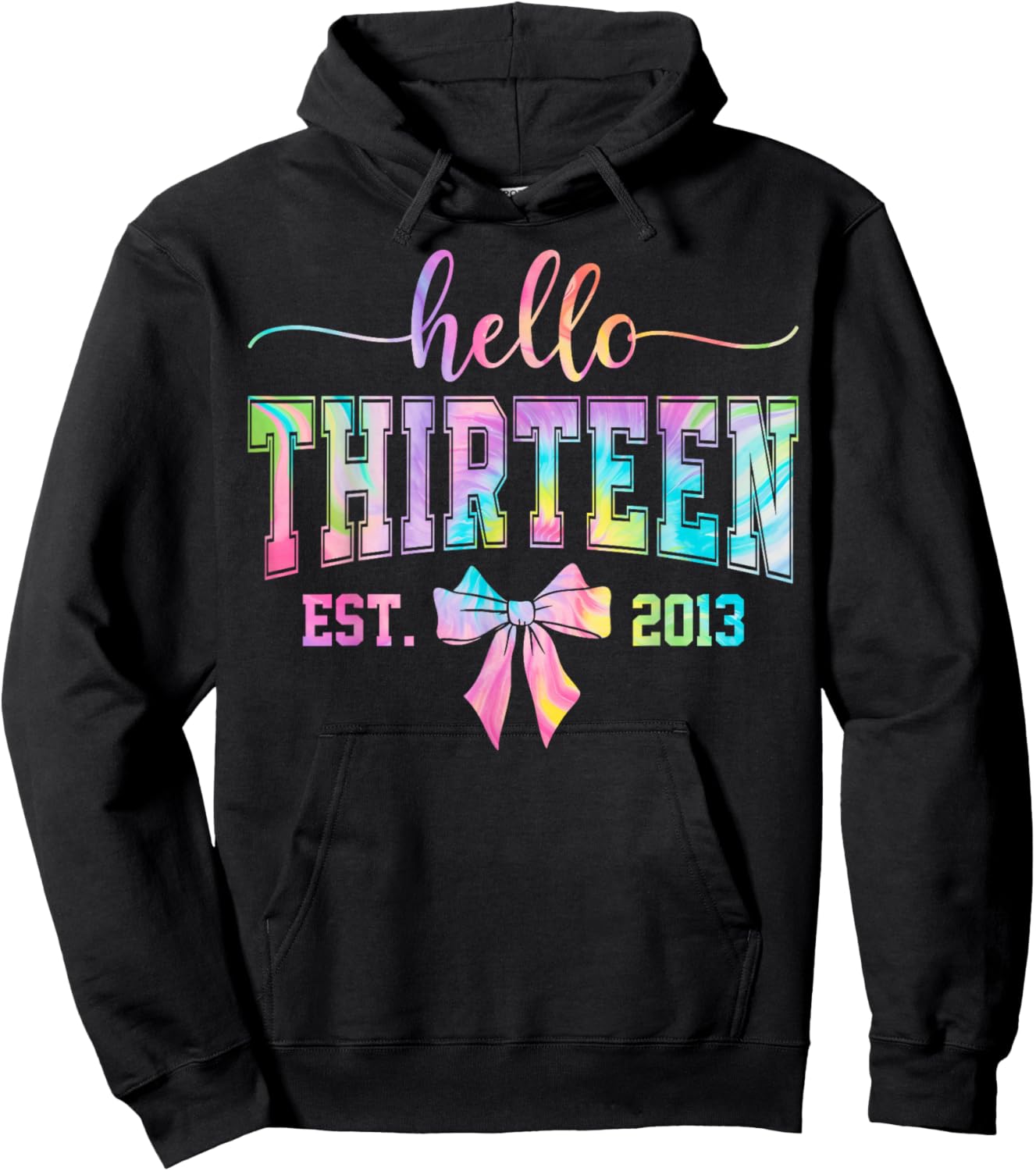 Hello Thirteen EST 2013 13th Birthday Coquette 13 Year Girl Hoodie - Hoodie | Black