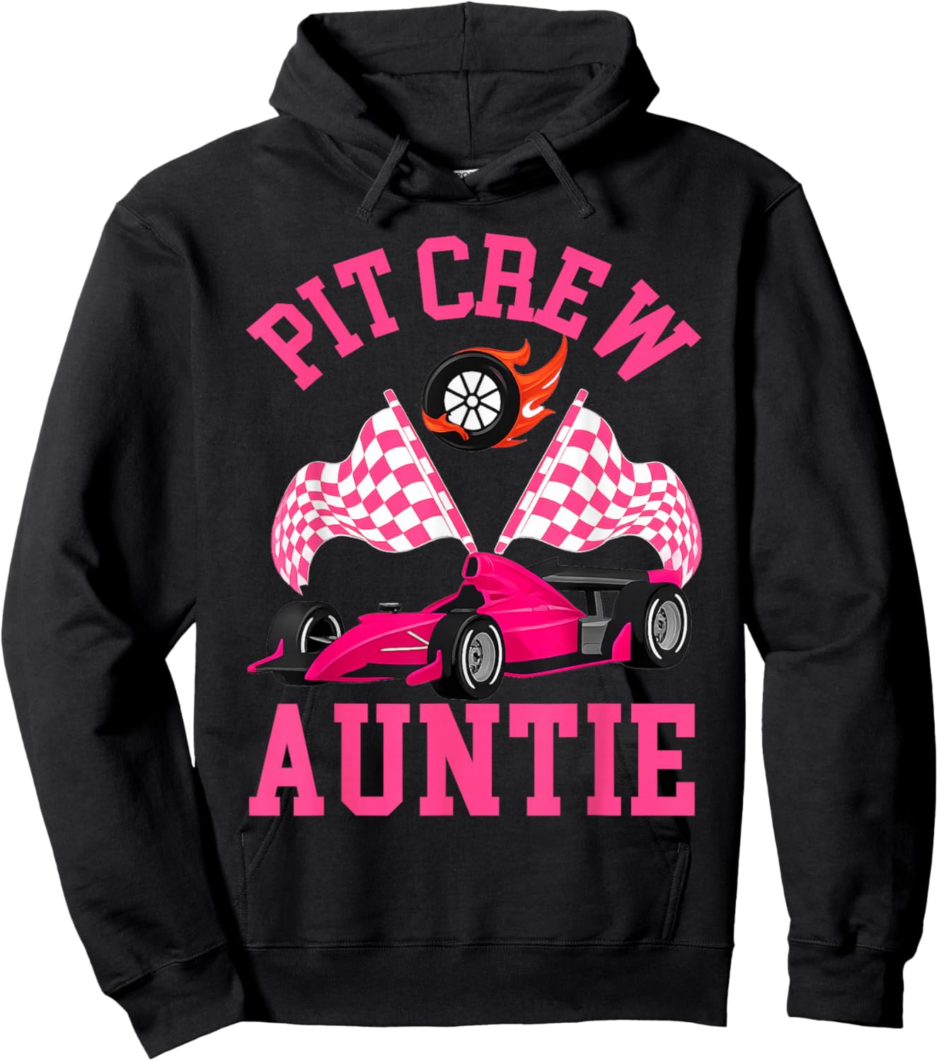 Race Car Birthday Party Racing Family Auntie Pit Crew Hoodie - Hoodie | Black