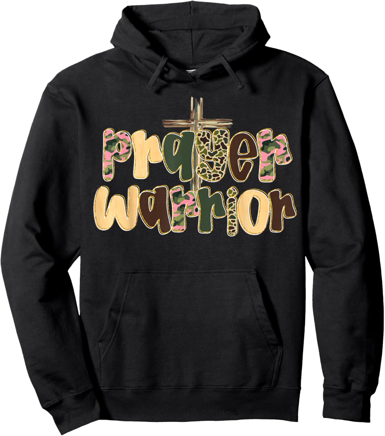 Prayer Warrior Faith God Cross Camo Jesus Christian Women Hoodie - Hoodie | Black