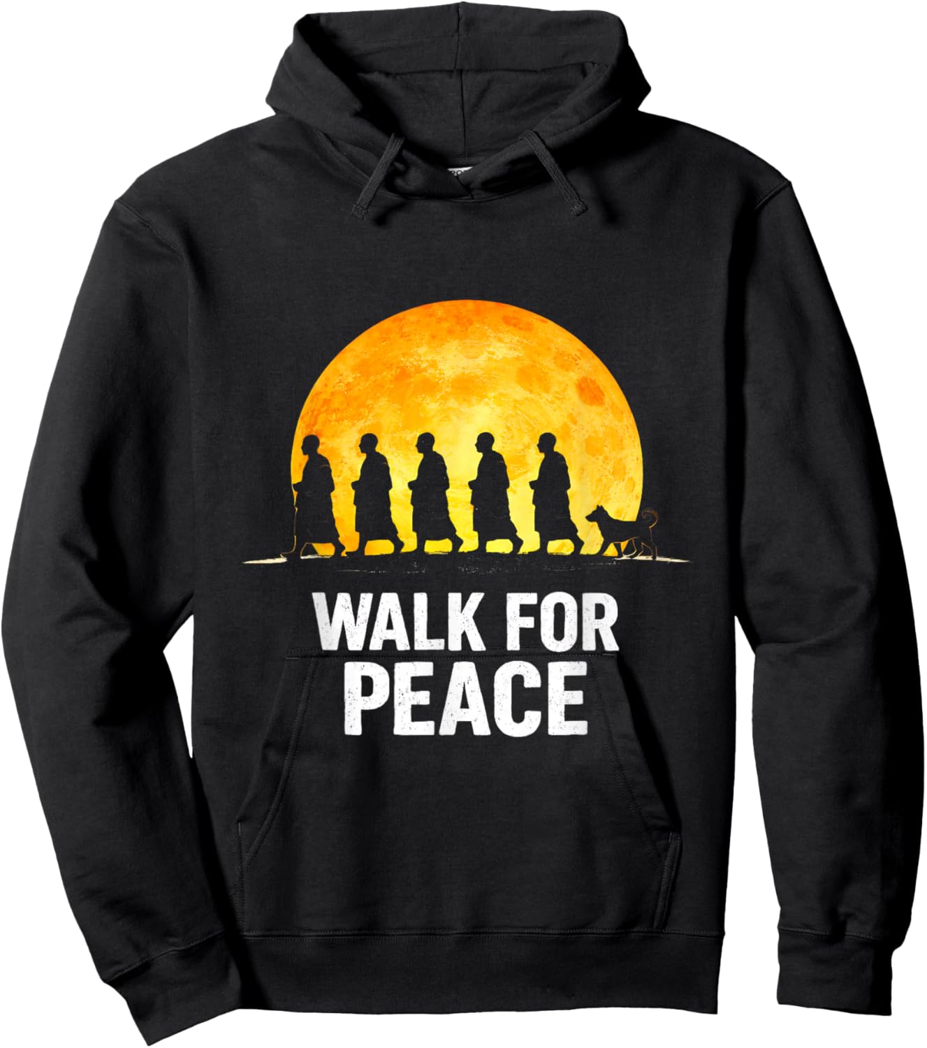 Walk for Aloka Peace Walking Monks Zen Art Hoodie - Hoodie | Black