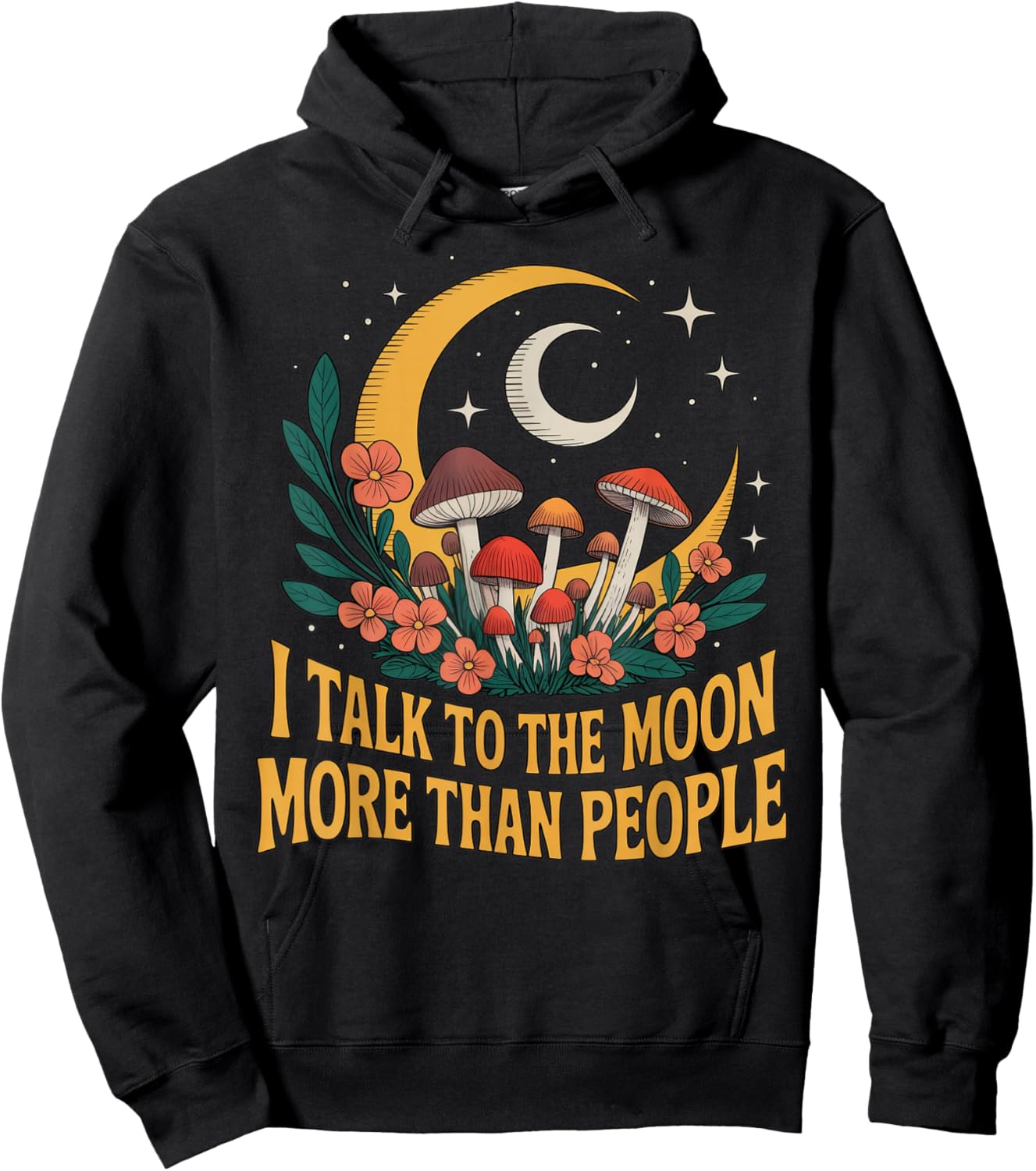 Talk to The Moon Witchcraft Moon Goth Occult Hoodie - Hoodie | Black