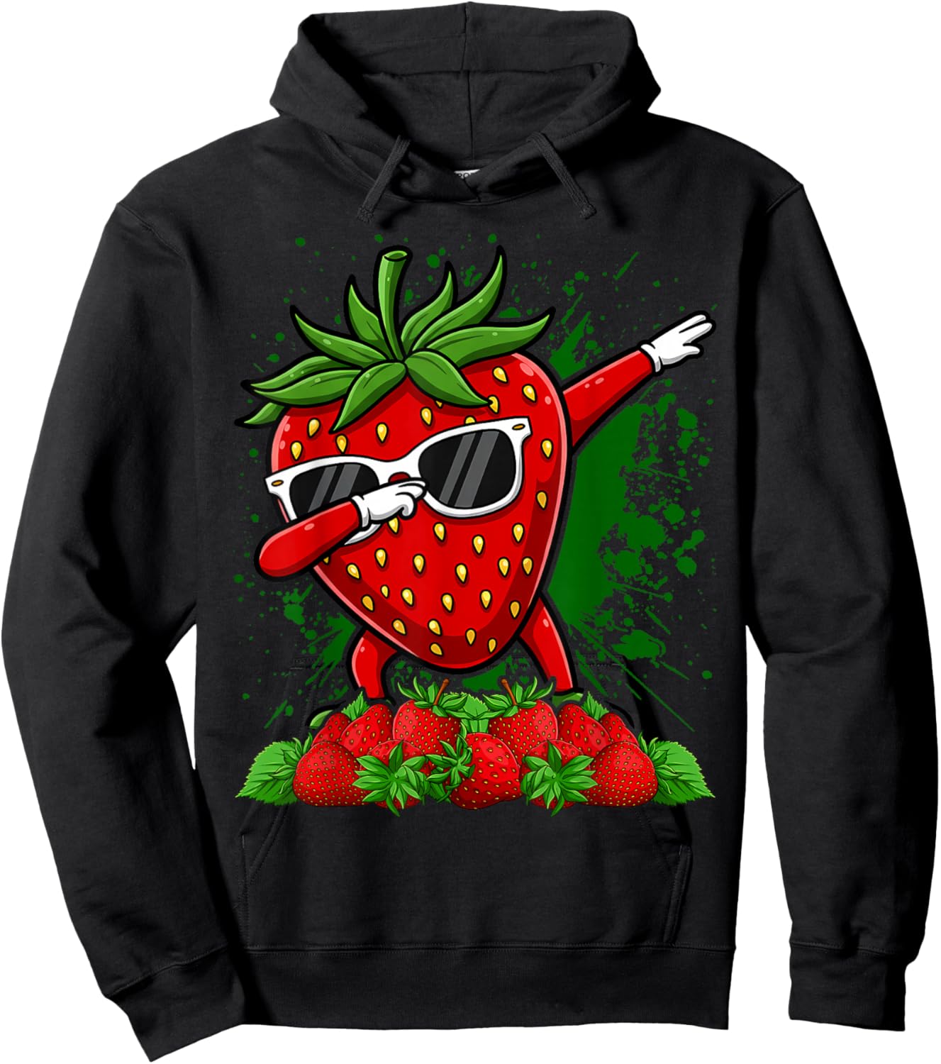 Funny Cool Dabbing Strawberry Festival 2024 Kids Toddlers Hoodie - Hoodie | Black