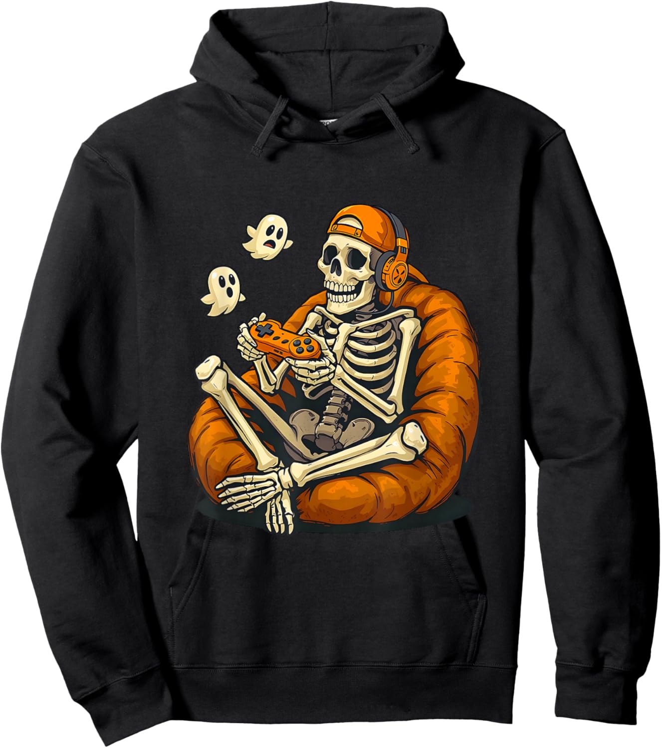 Halloween Skeleton Gamer Video Gaming Boys Men Kids Hoodie - Hoodie | Black