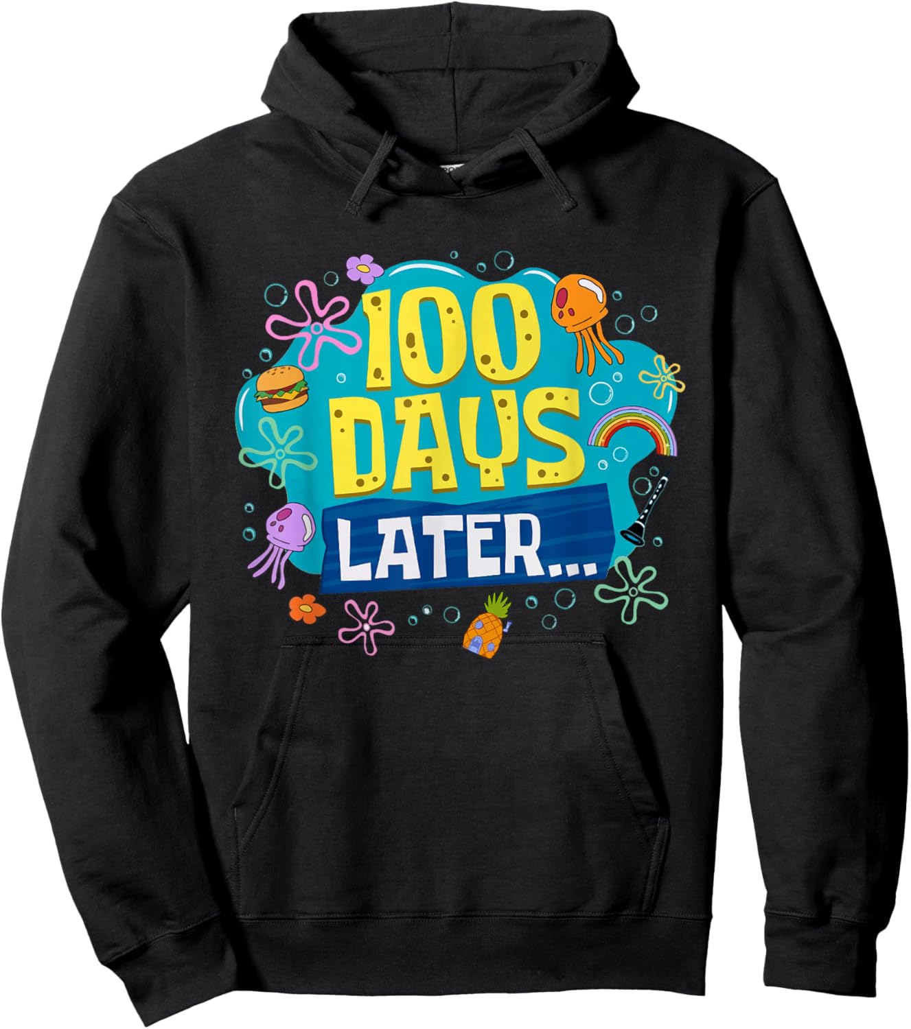 Funny 100 Days Later Teacher Kids Happy 100th Day of School Hoodie - Hoodie | Black