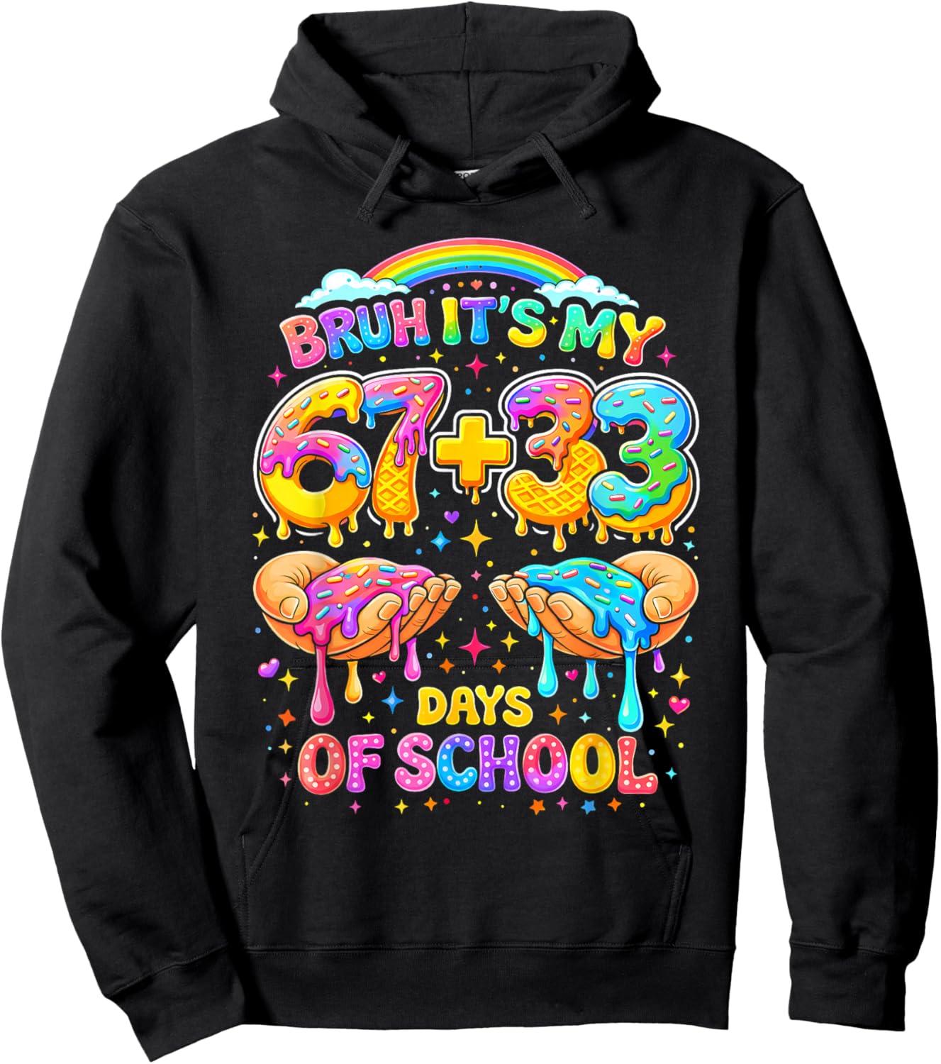 Bruh Its My 67 33 Days of School Funny Boys Kids 100th Day Hoodie - Hoodie | Black