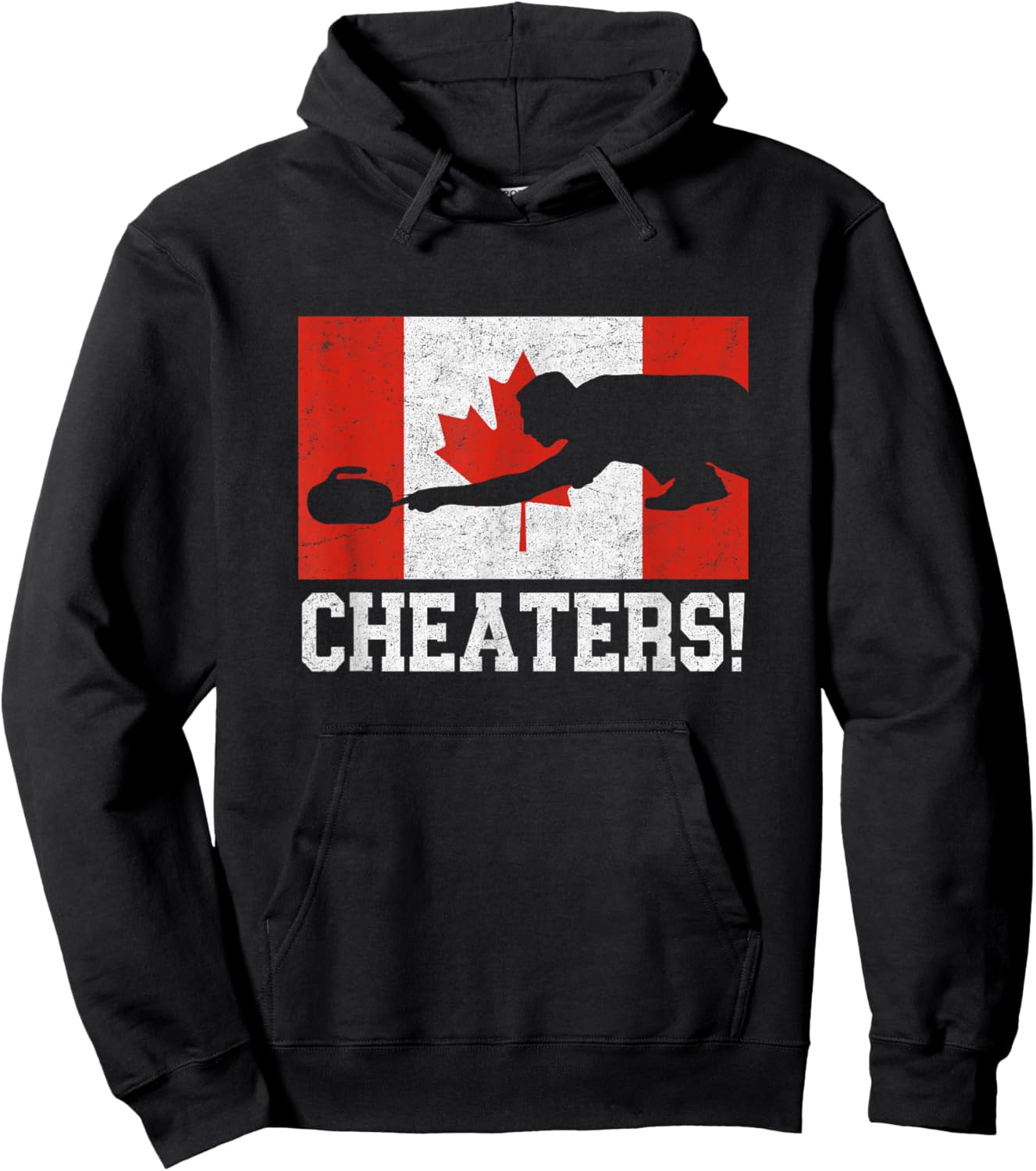 Canada Curling Cheater Canadian Flag Hoodie - Hoodie | Black