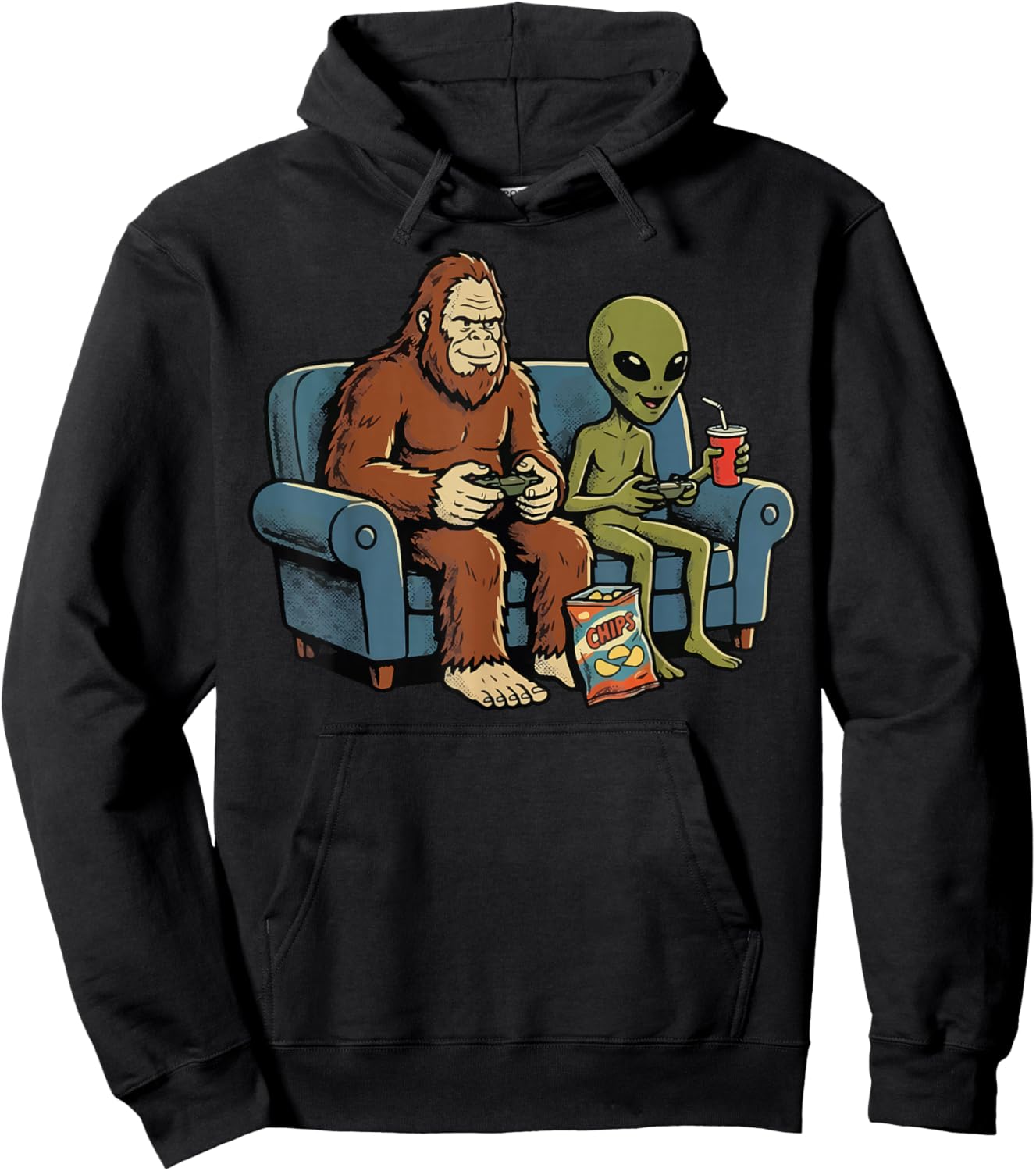 Bigfoot Alien Gaming Sofa Gamer Hoodie - Hoodie | Black