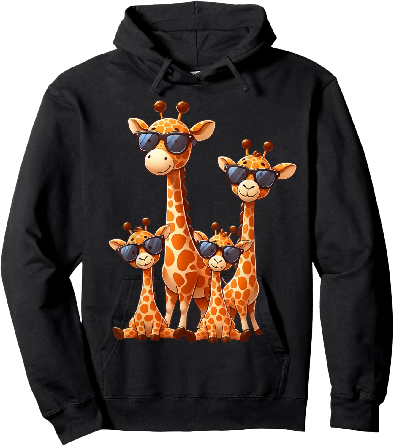Giraffe Family Sunglasses Safari Zoo Animal Lover Giraffes Hoodie - Hoodie | Black