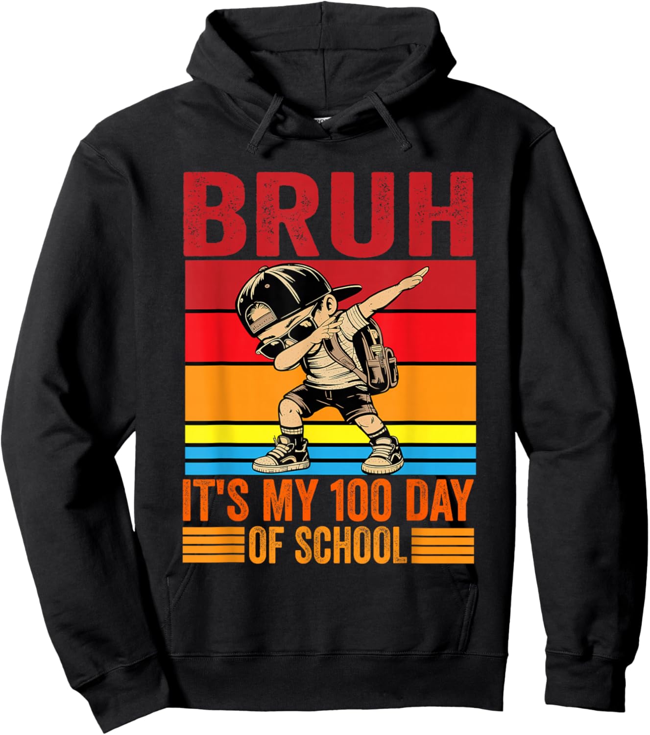 Bruh It's My 100th Day of School Boys Hoodie - Hoodie | Black