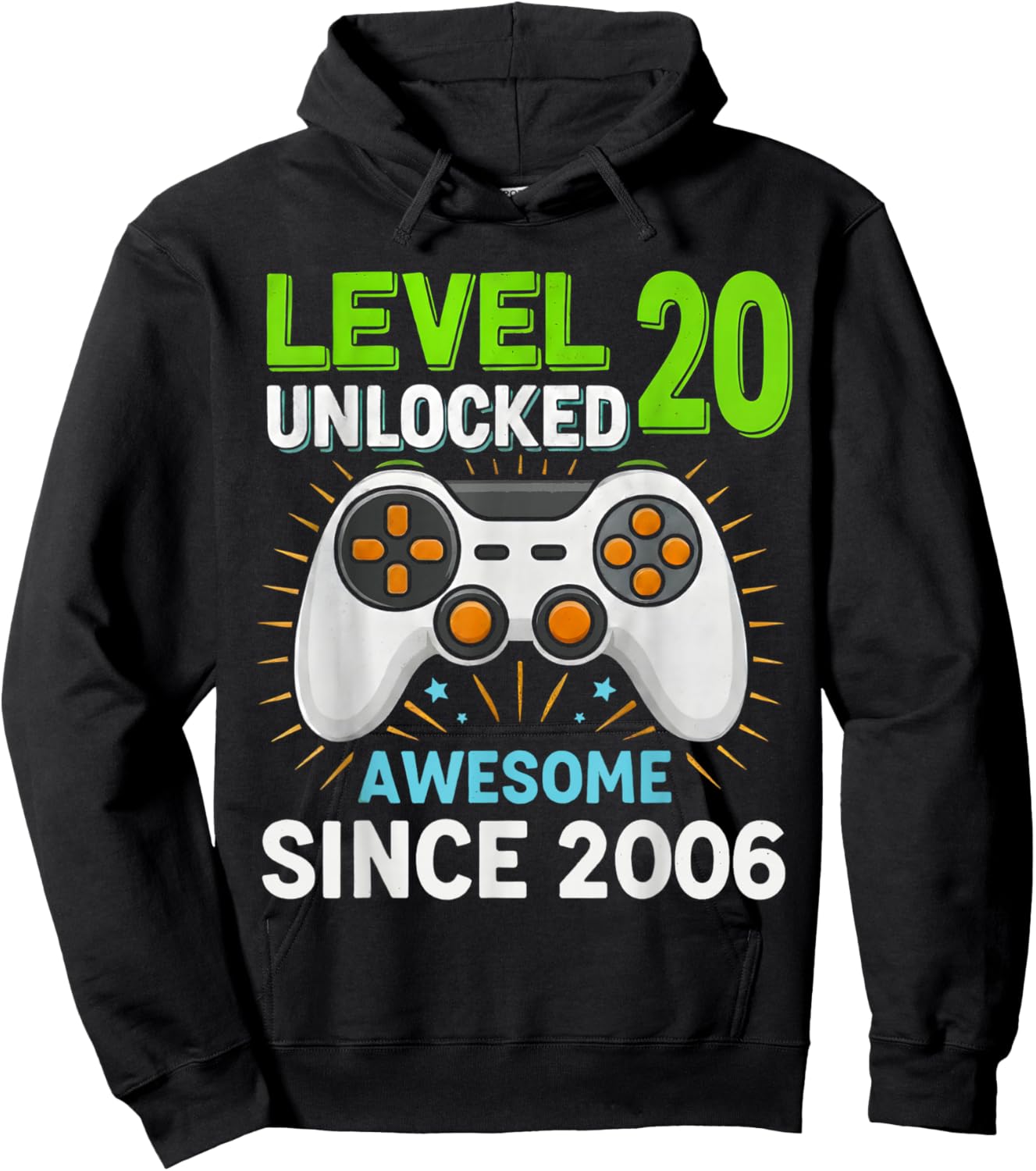 Level 20 Unlocked Awesome Since 2006 Gaming Birthday 20th Hoodie - Hoodie | Black