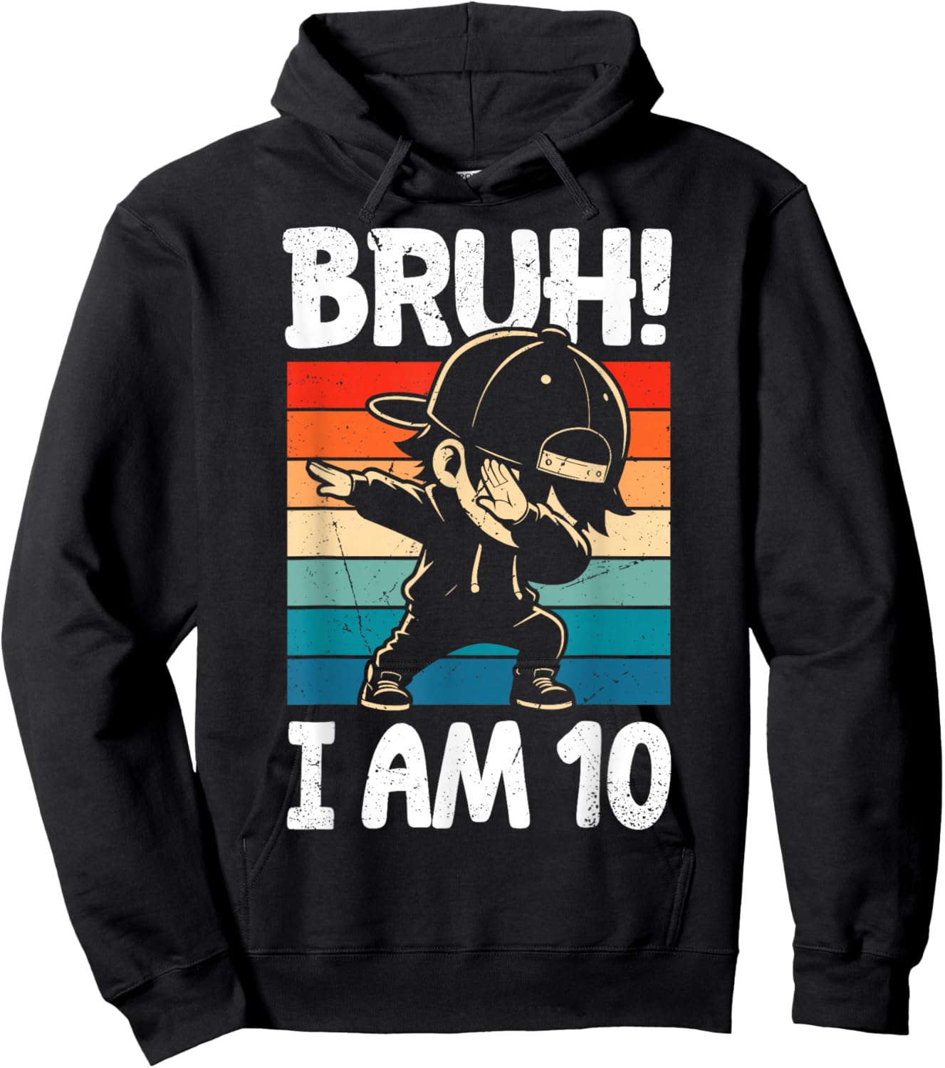 Bruh I Am 10 Year Old Dabbing Boy 10th Birthday Decorations Hoodie - Hoodie | Black