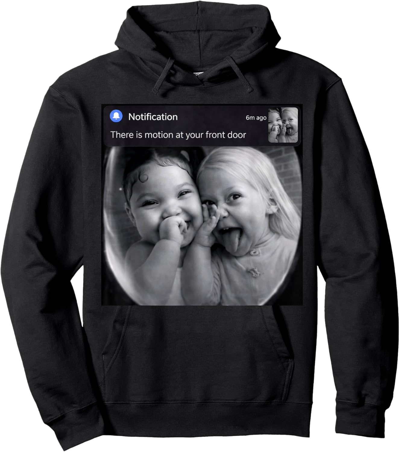 Funny AI Baby Girls Motion At Your Front Door Meme Hoodie - Hoodie | Black