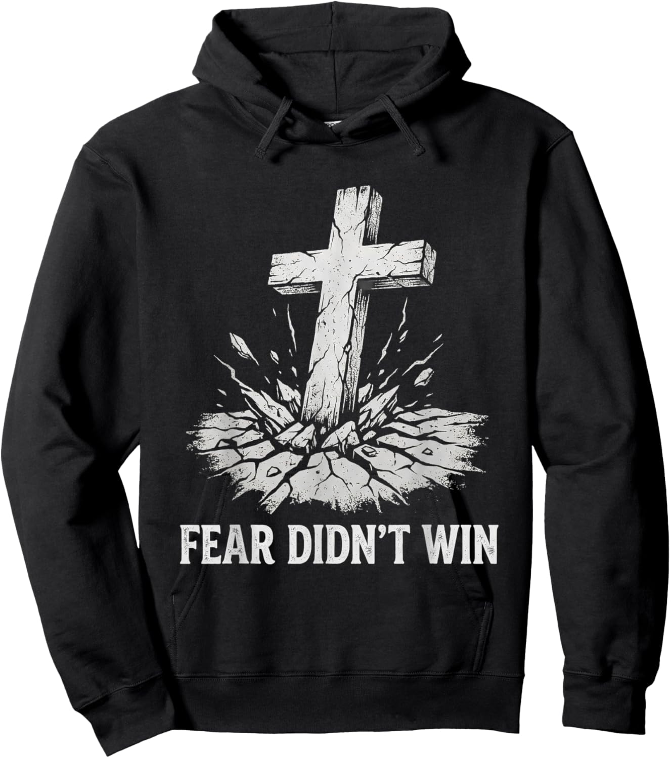 Fear Didn't Win Christian Faith Message Hoodie - Hoodie | Black