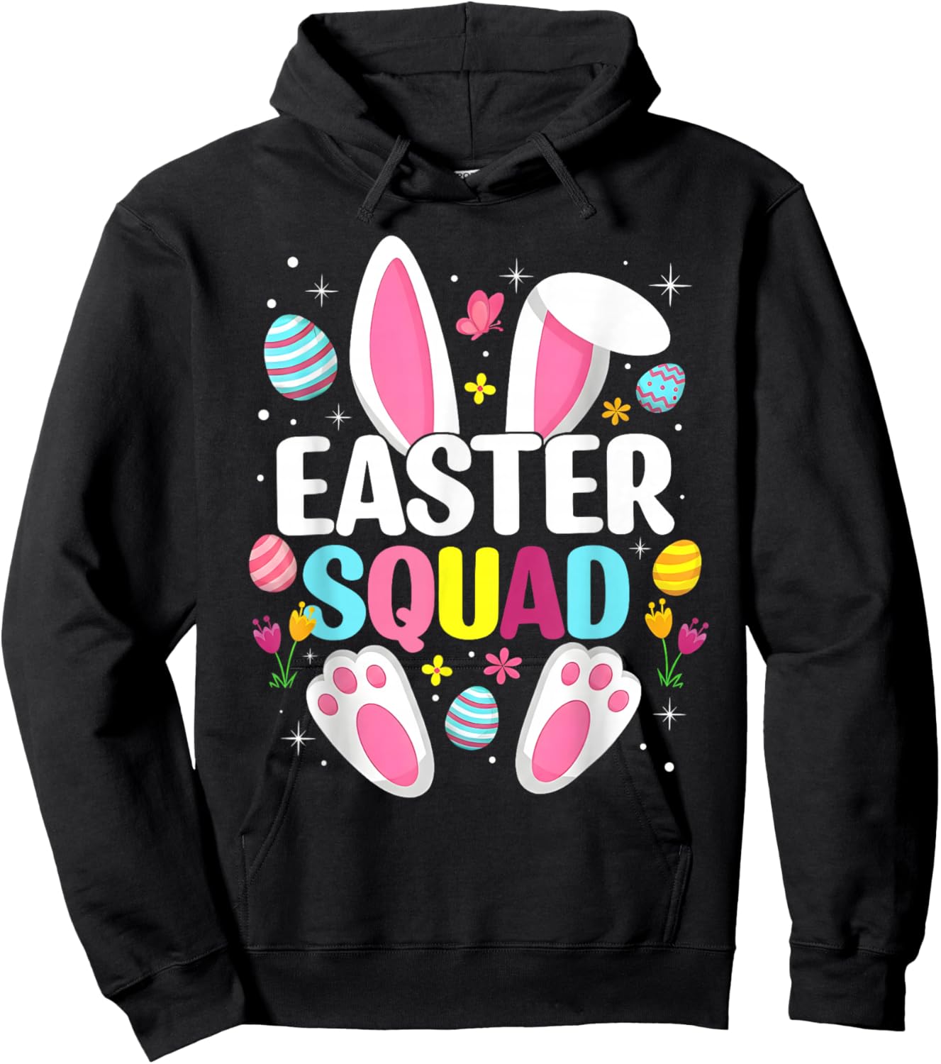 Easter Squad Family Matching Bunny Egg Hunt Group Boy Girl Hoodie - Hoodie | Black