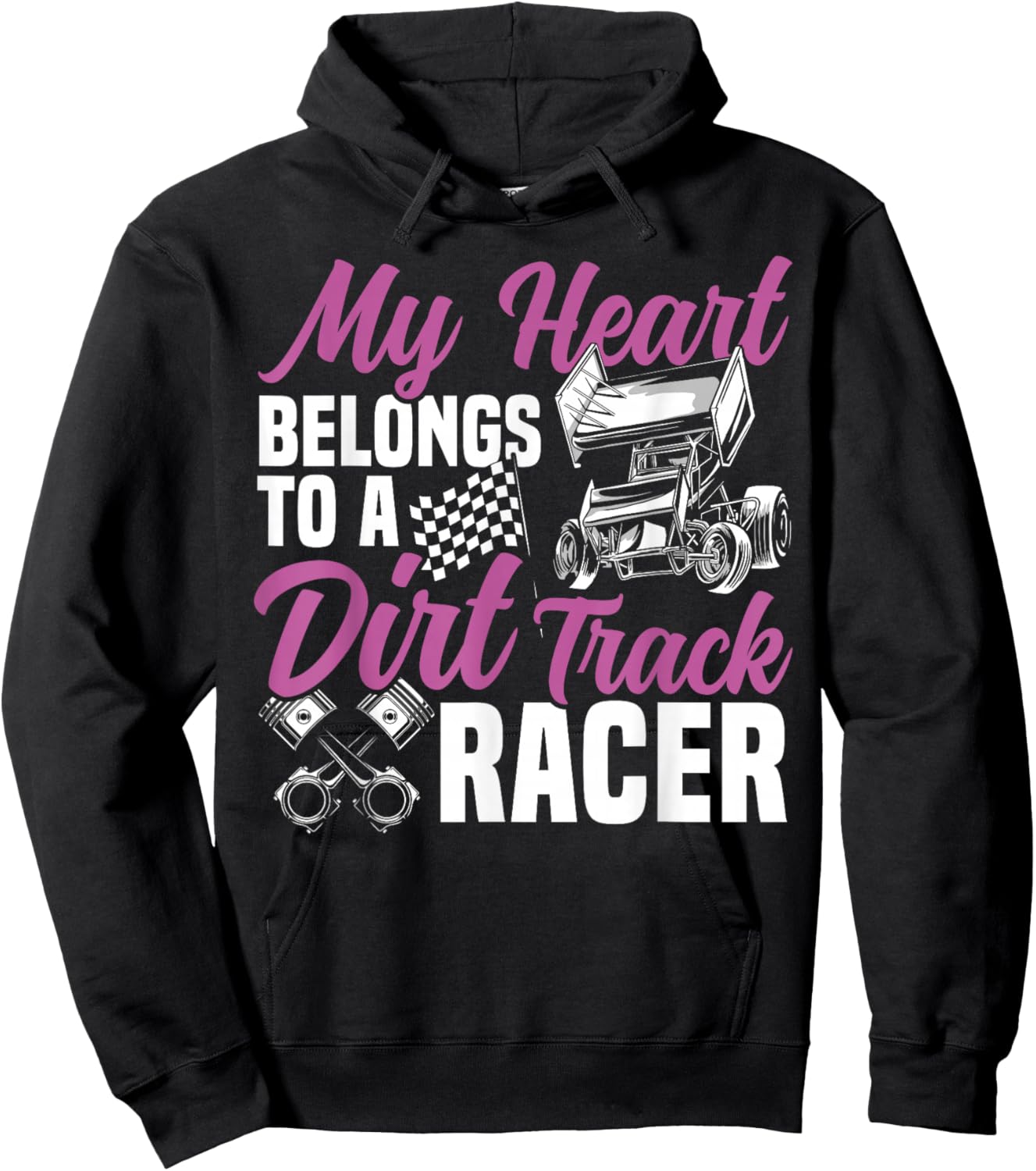 Dirt Track Racing Race Girlfriend Girl Sprint Car My Heart Hoodie - Hoodie | Black