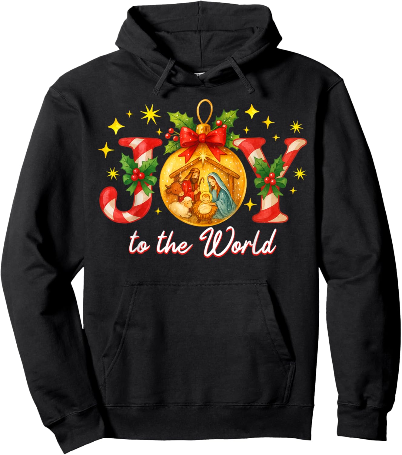 Joy to The World Christmas Christian Nativity Hoodie - Hoodie | Black