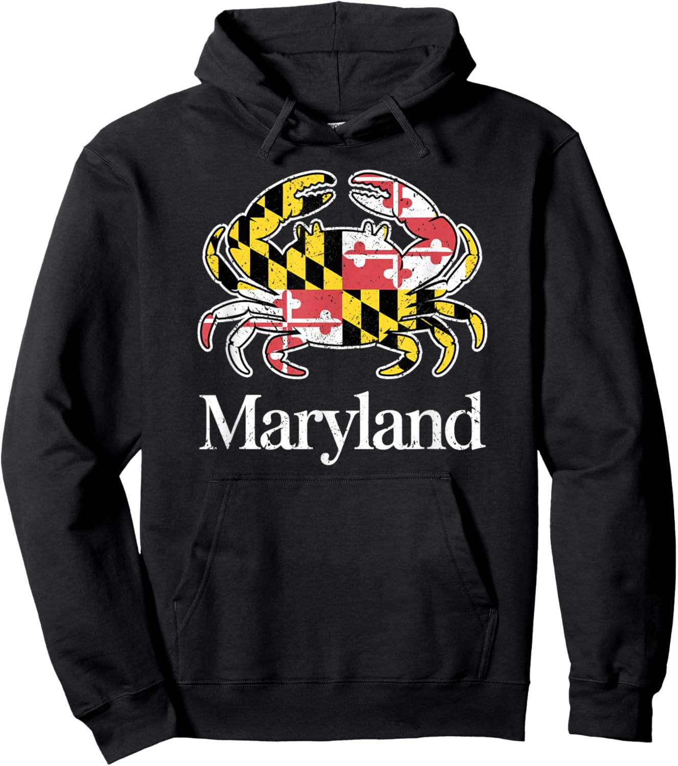 Maryland Crab State Flag Graphic Hoodie - Hoodie | Black