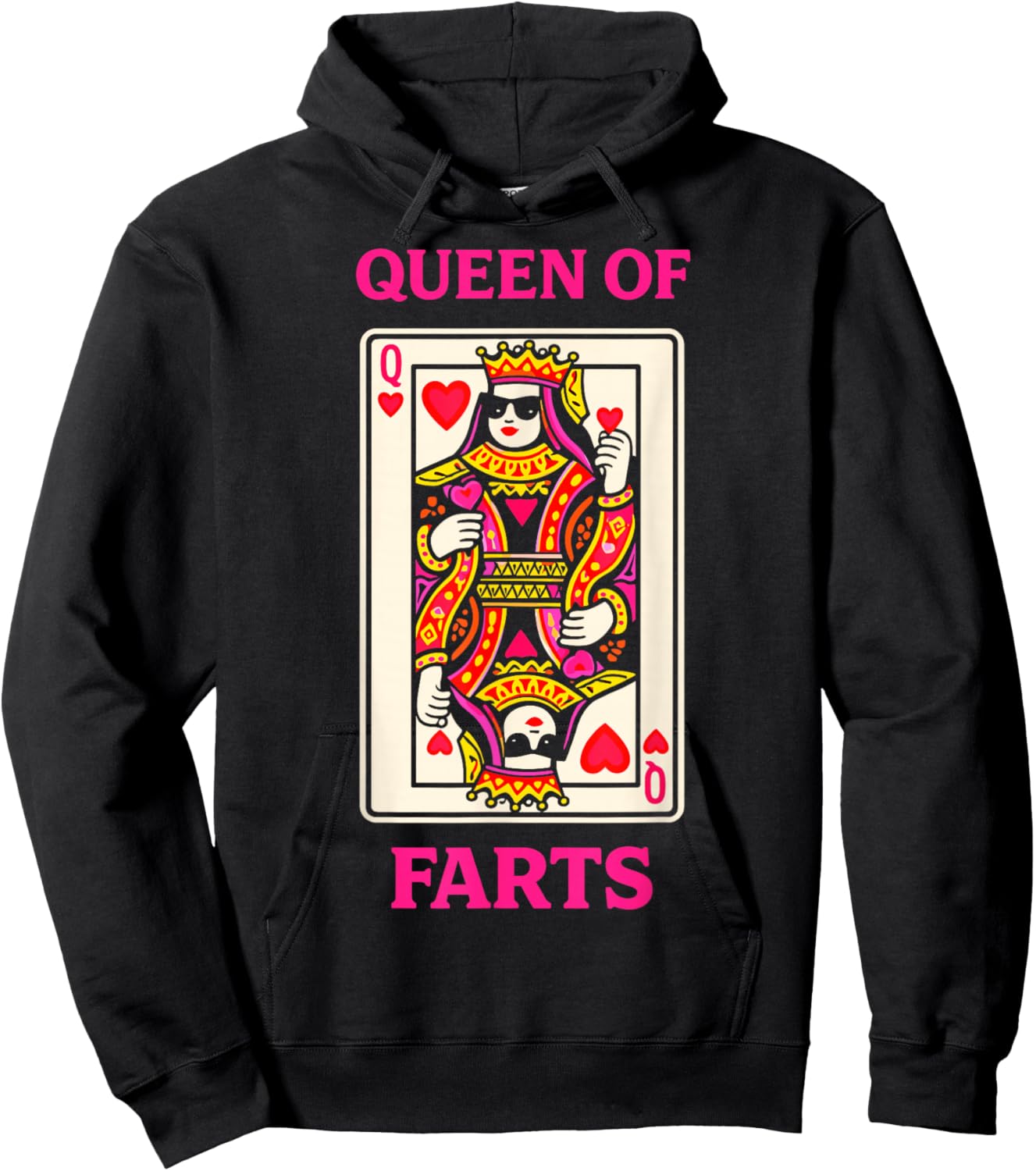Queen of Farts Funny Poker Playing Card Humor Hoodie - Hoodie | Black