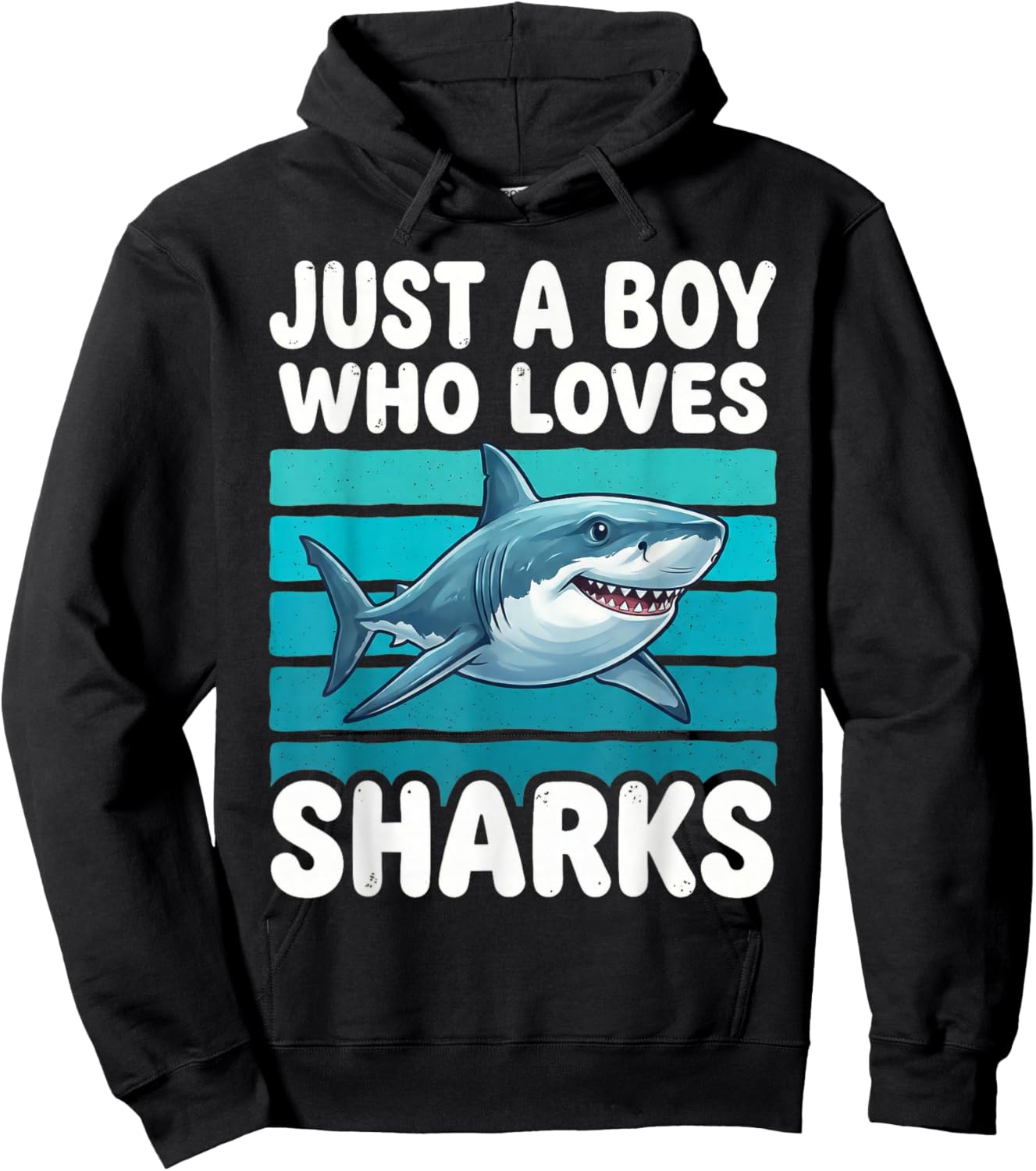Just a Boy Who Loves Sharks Funny Shark Lover Kids Boys Hoodie - Hoodie | Black