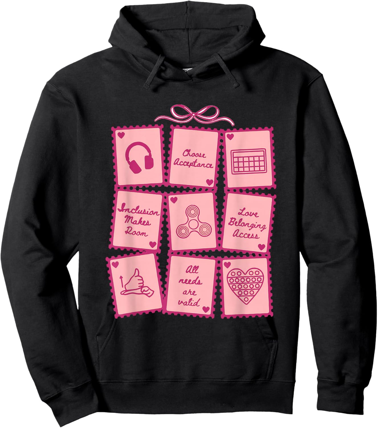 Advocacy Inclusion Valentine Stamp Special Education Teacher Hoodie - Hoodie | Black